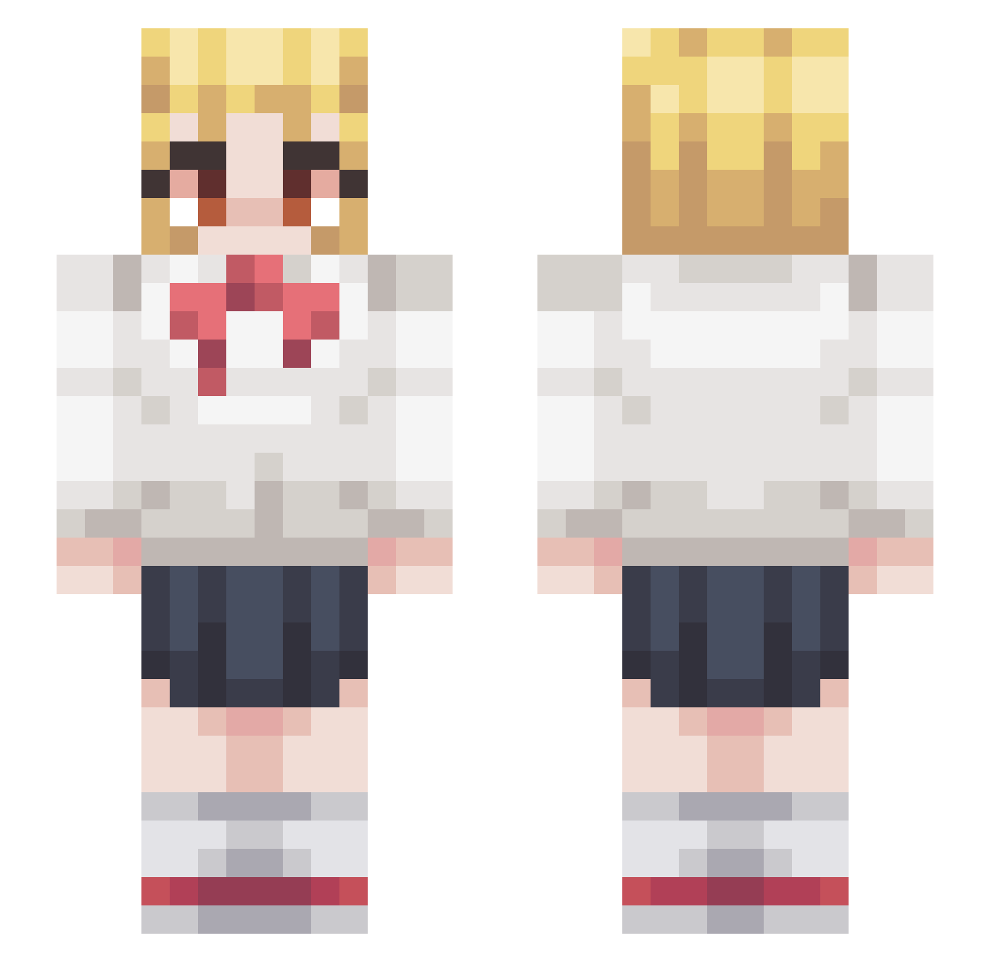 Rheumy Minecraft skin, front and back view