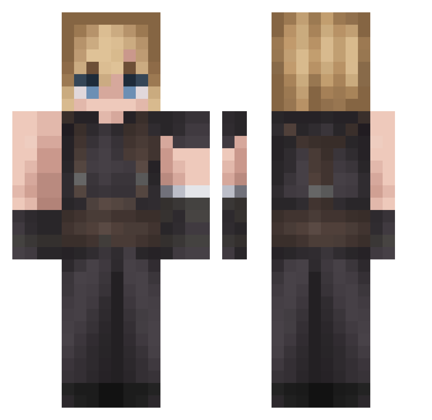 FleymRed Minecraft skin, front and back view