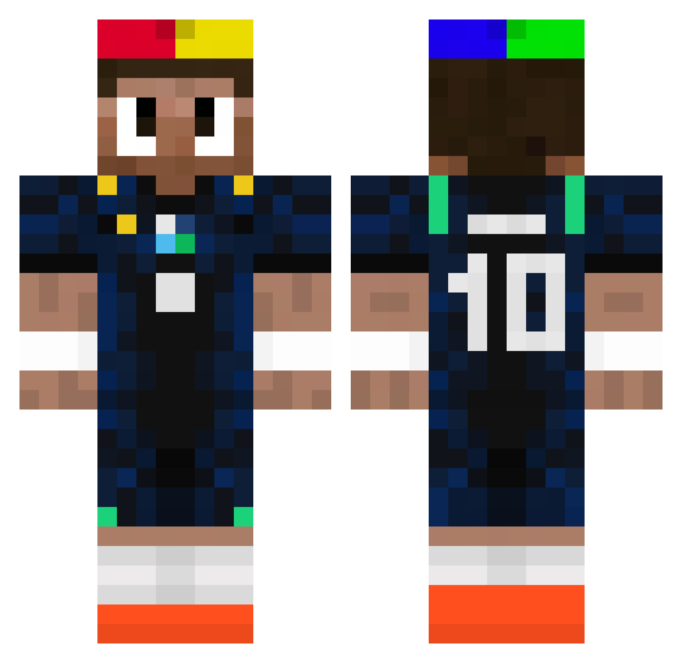 b1km Minecraft skin, front and back view