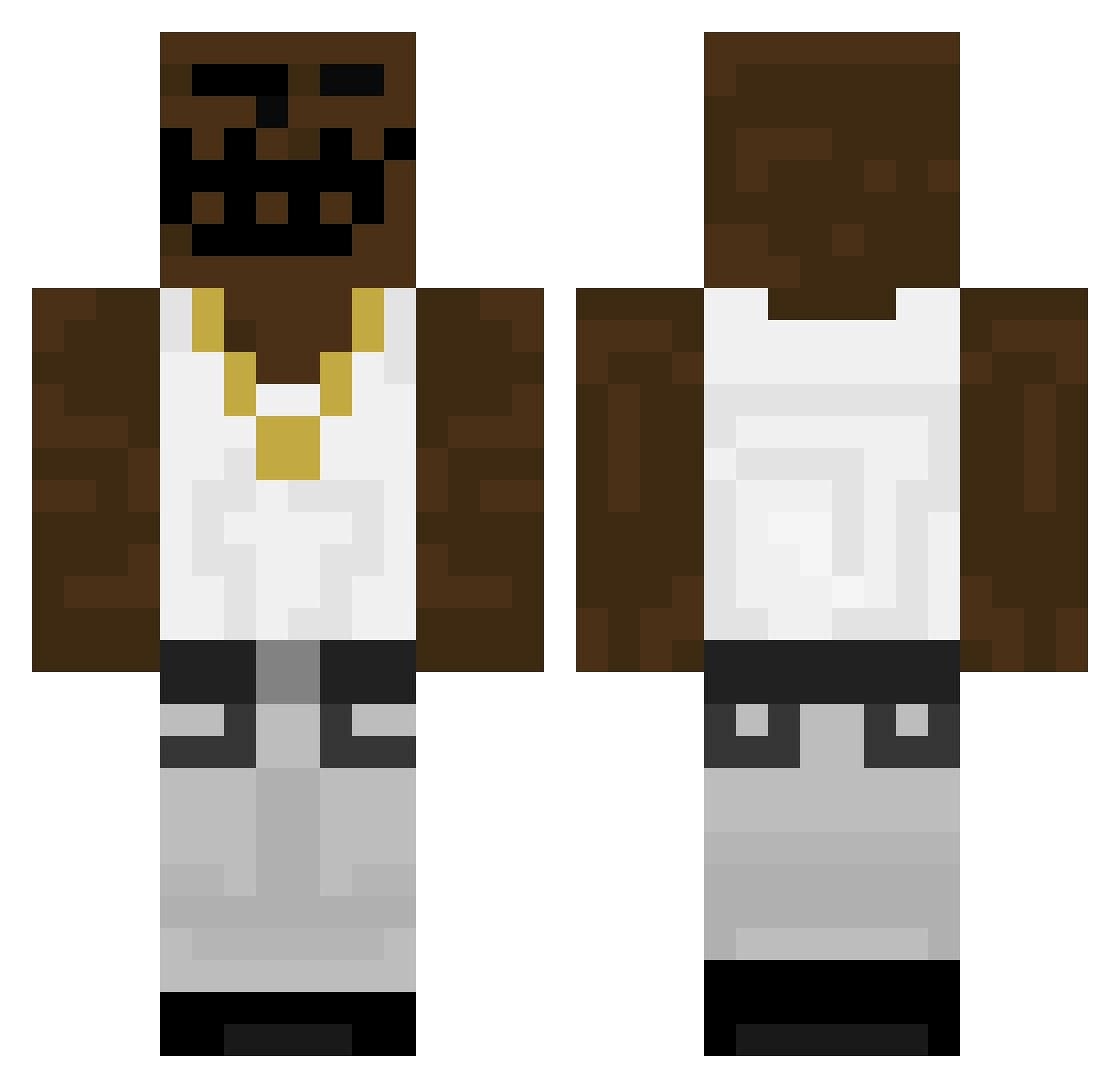 xels Minecraft skin, front and back view
