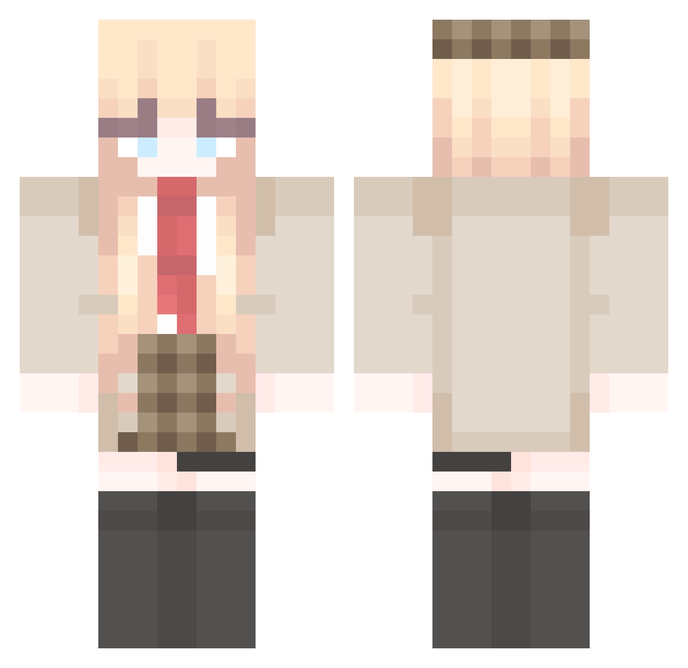 xiki3x Minecraft skin, front and back view