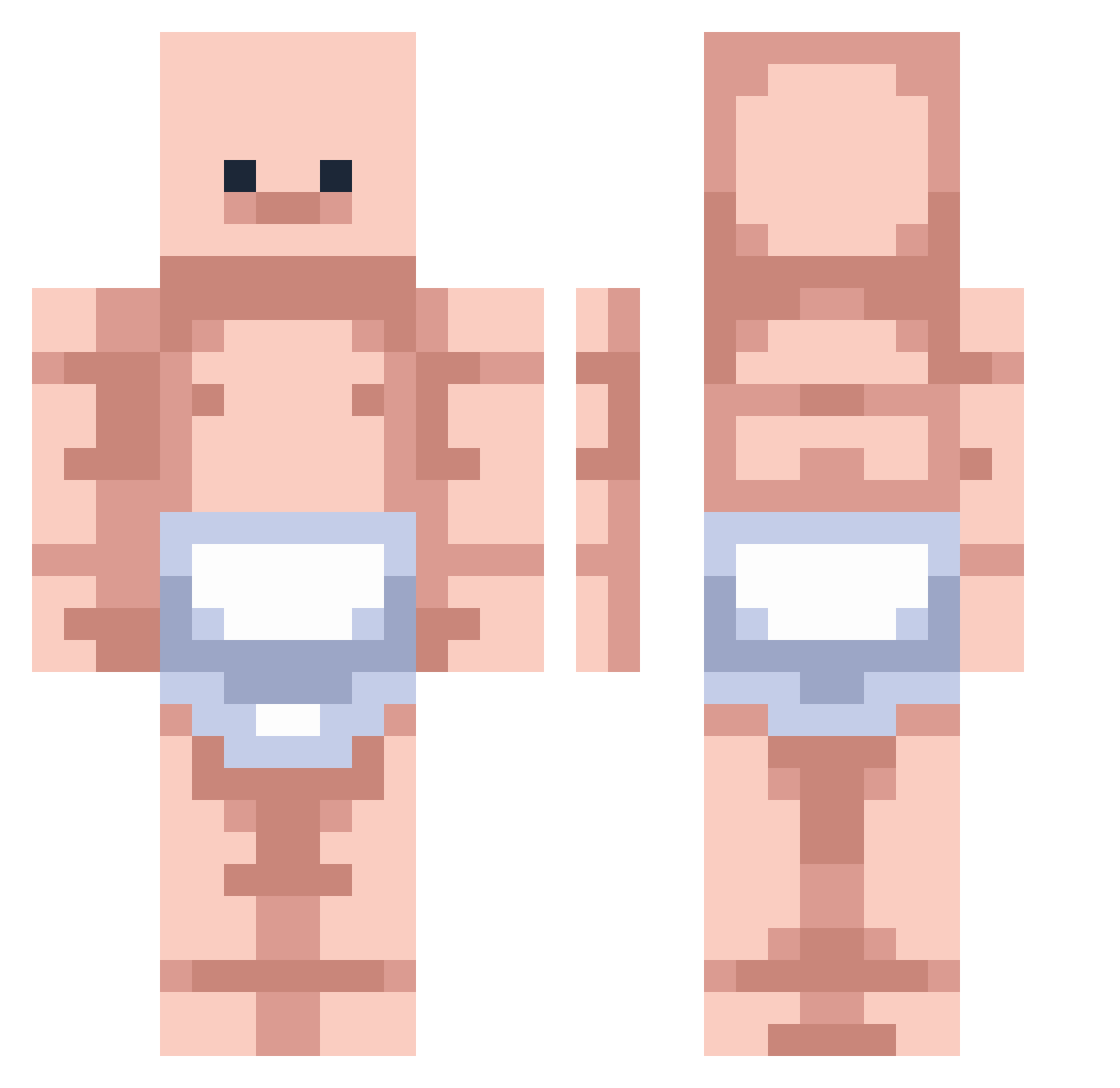 StreamBean Minecraft skin, front and back view