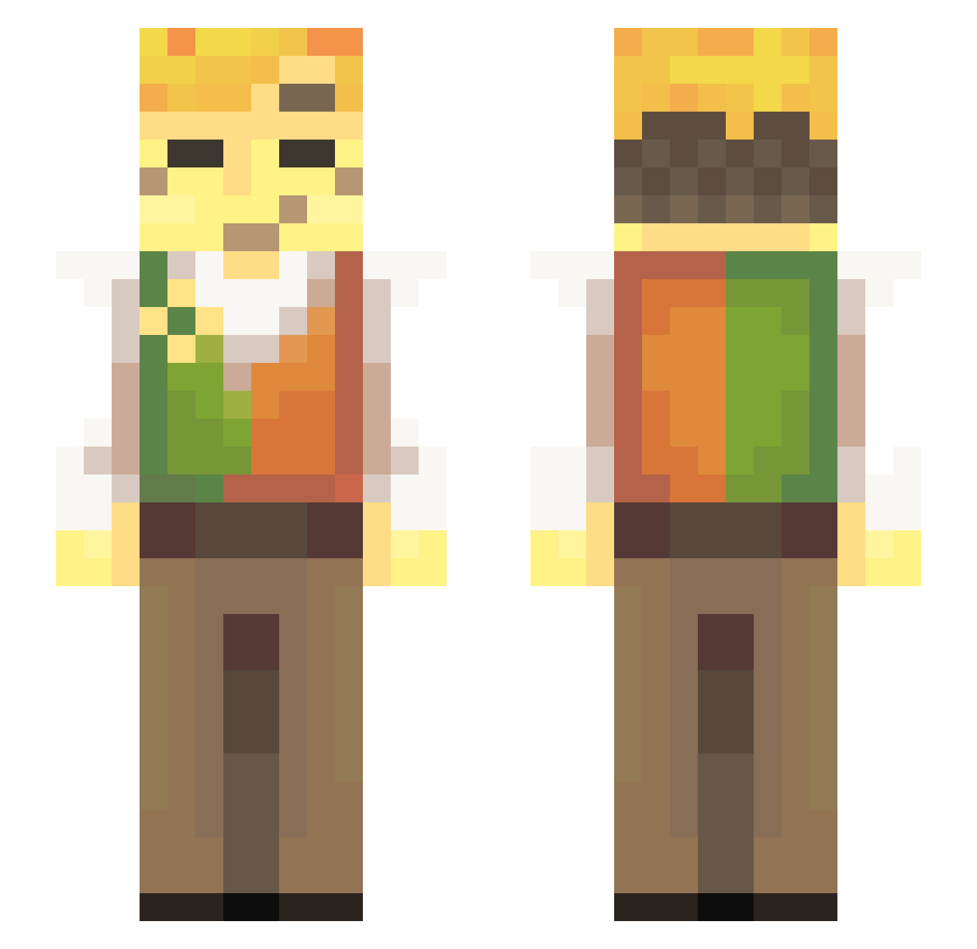 TooMuch2Bear Minecraft skin, front and back view