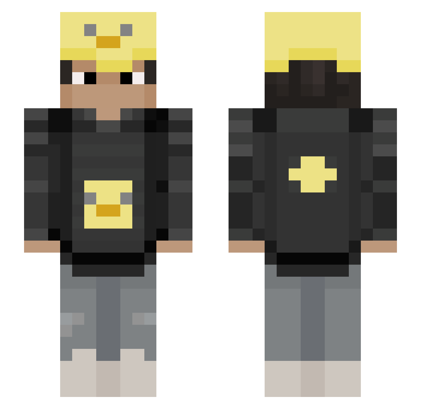 qqsm Minecraft skin, front and back view