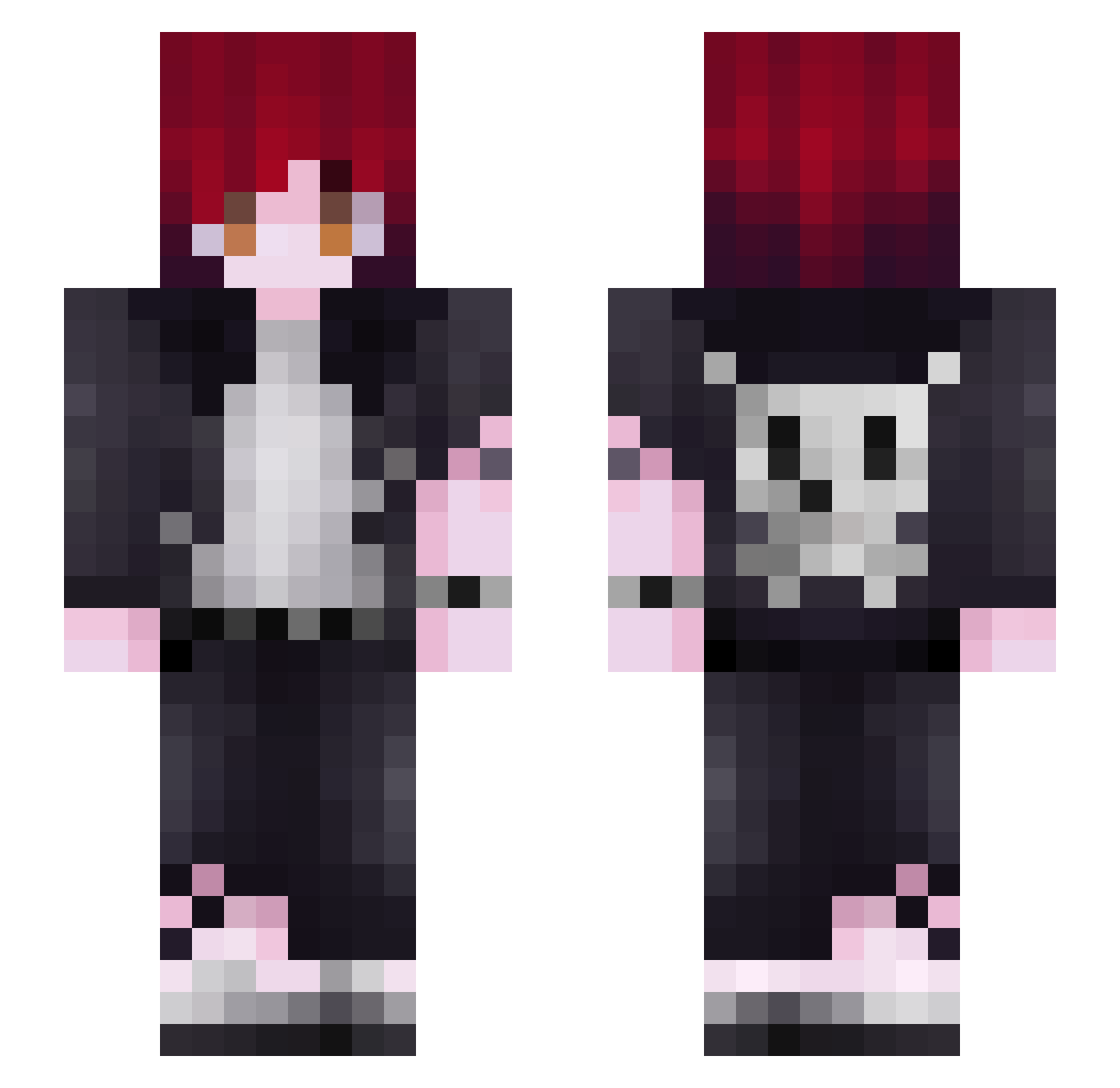 quuiry Minecraft skin, front and back view