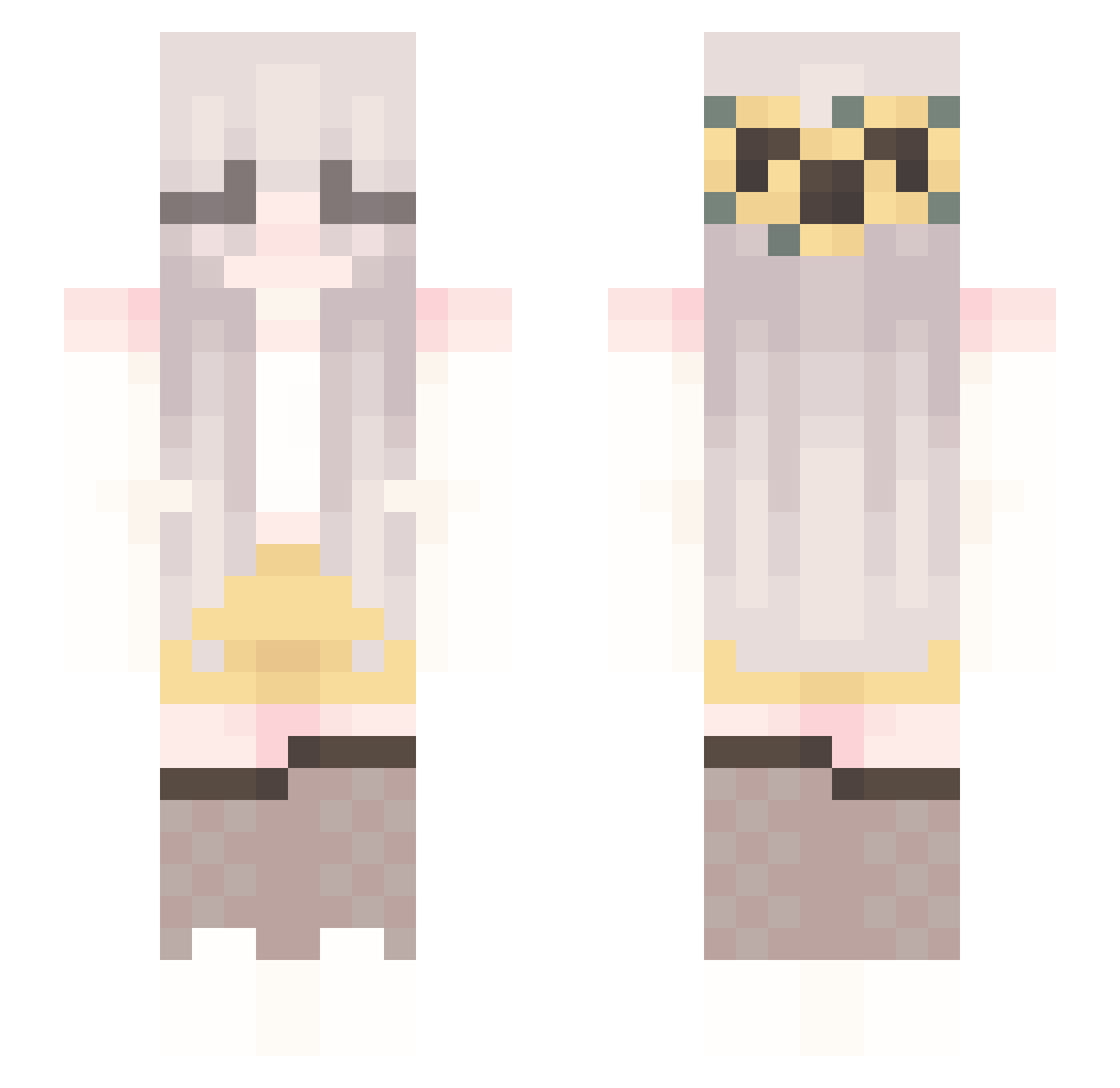 Romantics Minecraft skin, front and back view