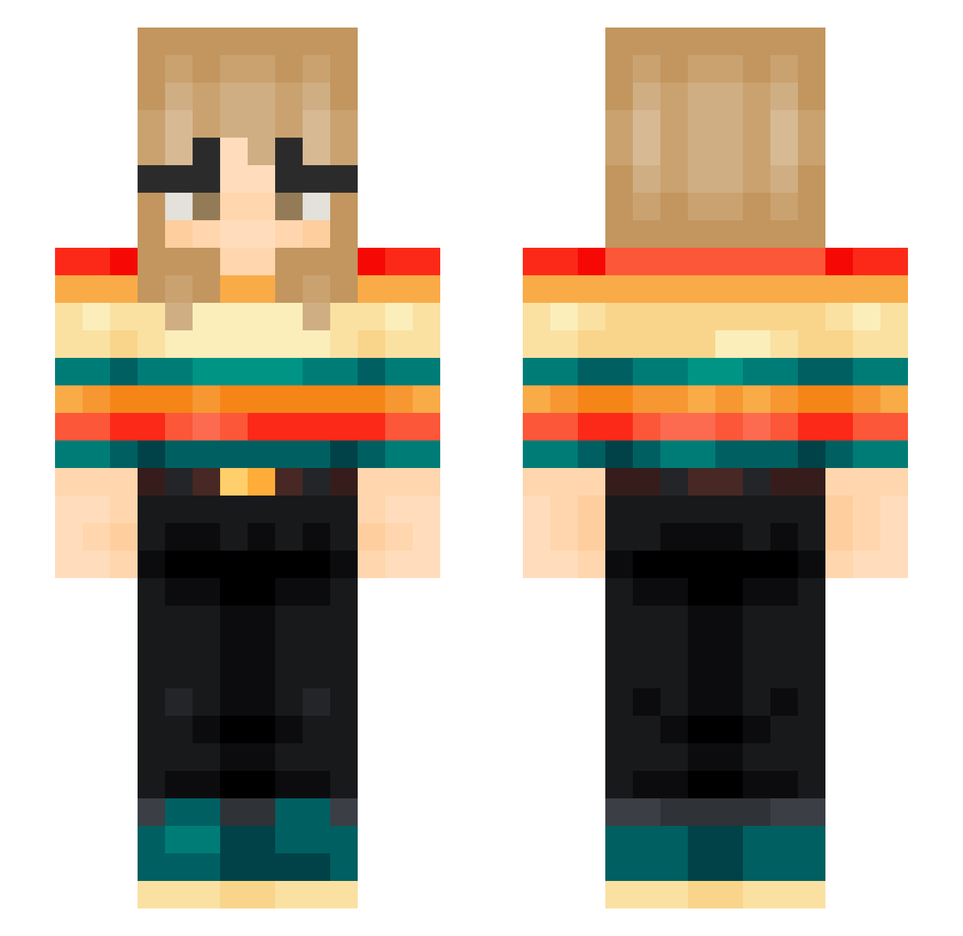 pupaf Minecraft skin, front and back view