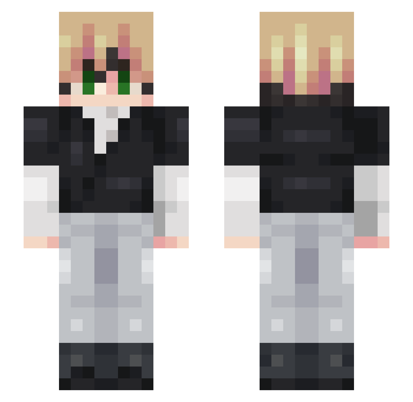 fashiqn Minecraft skin, front and back view