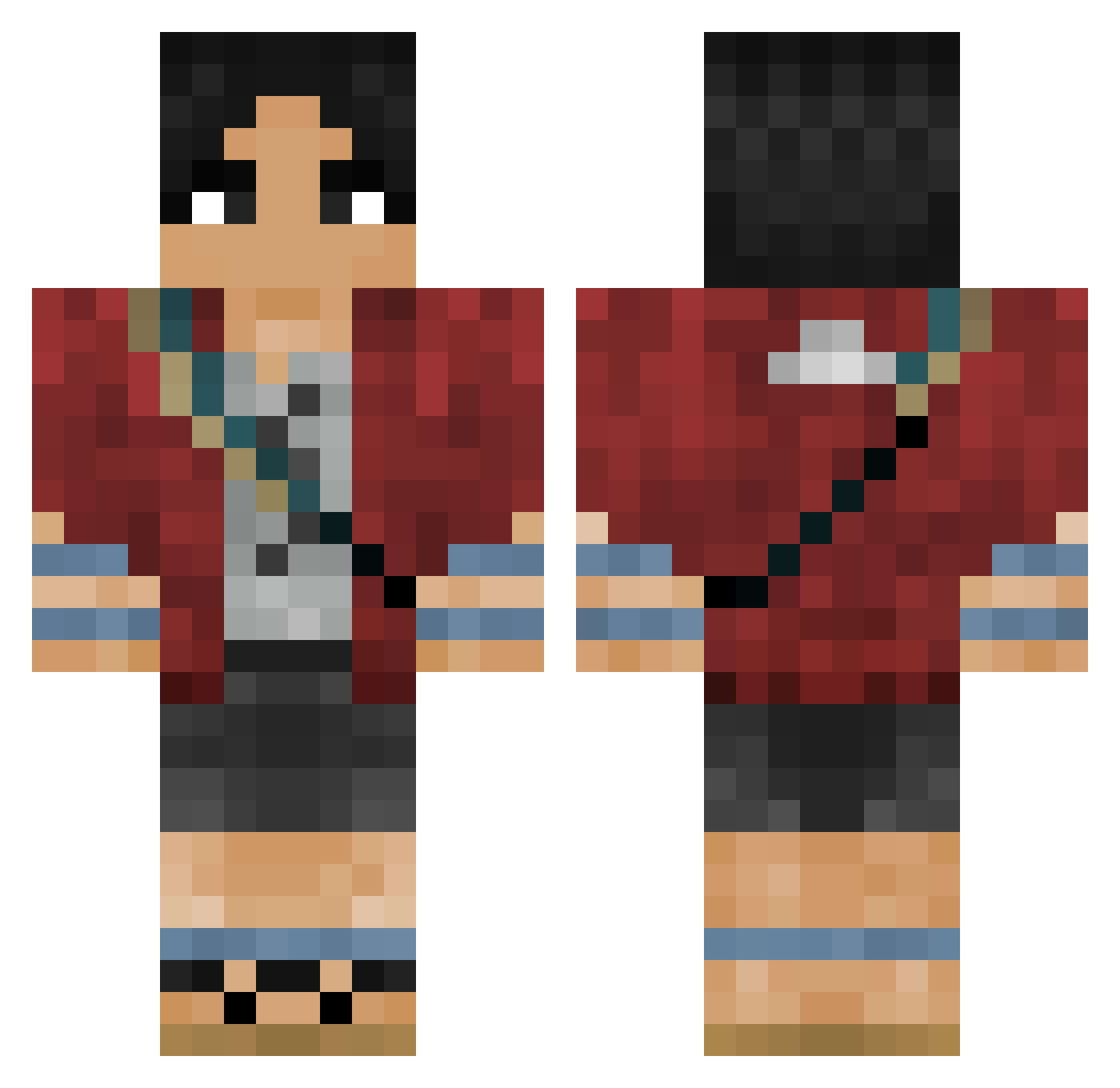 Berko42 Minecraft skin, front and back view