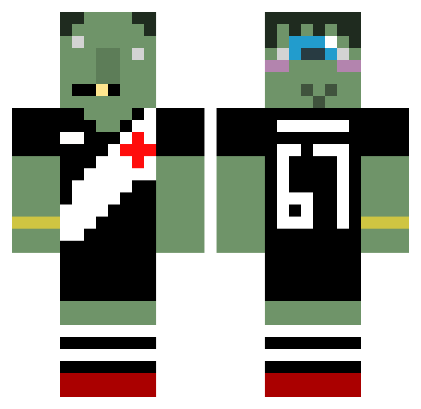 ManoFullRazer Minecraft skin, front and back view