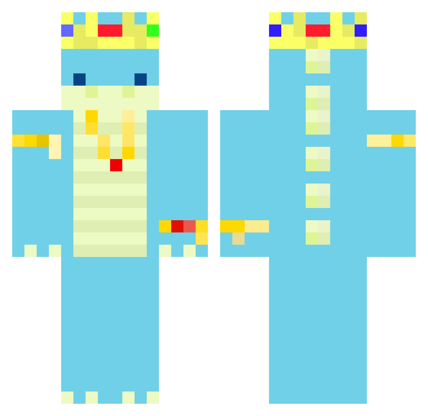 Rsalyer Minecraft skin, front and back view