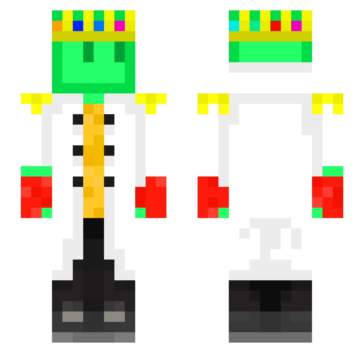 Hastefully Minecraft skin, front and back view