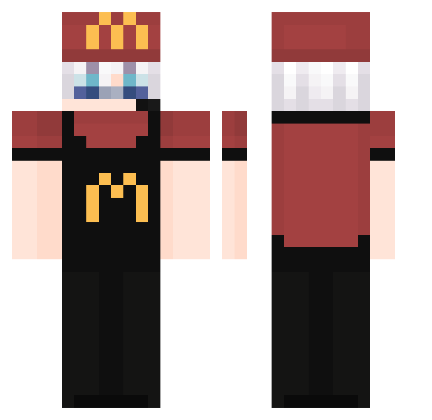 Smomega43 Minecraft skin, front and back view