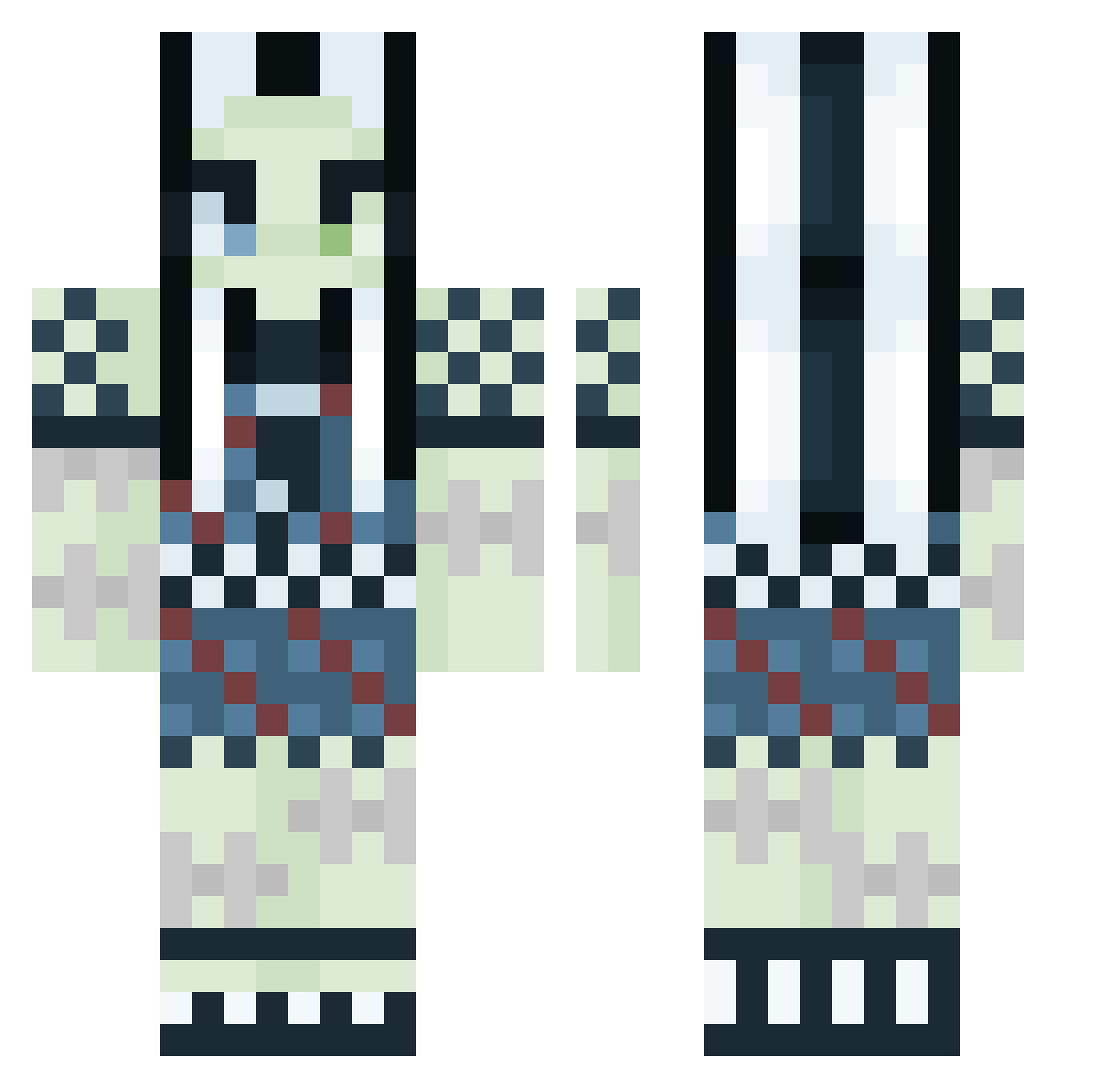 fishsteps Minecraft skin, front and back view