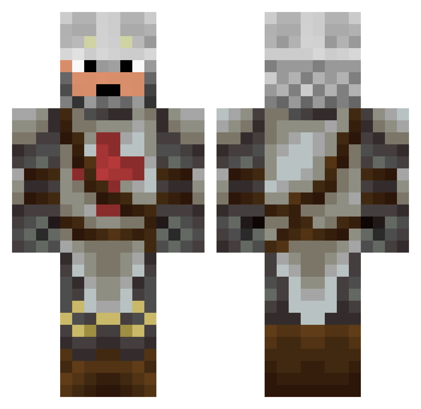 UNHARMED Minecraft skin, front and back view