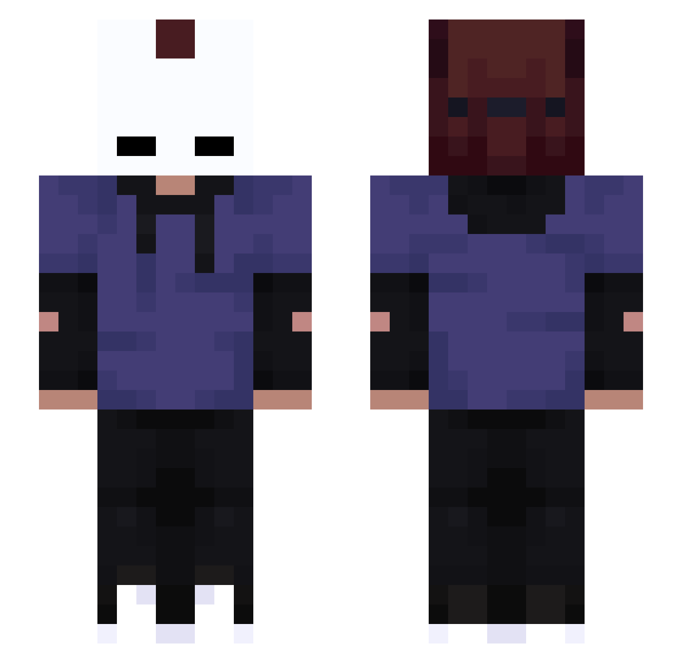 Rabb1tHood Minecraft skin, front and back view