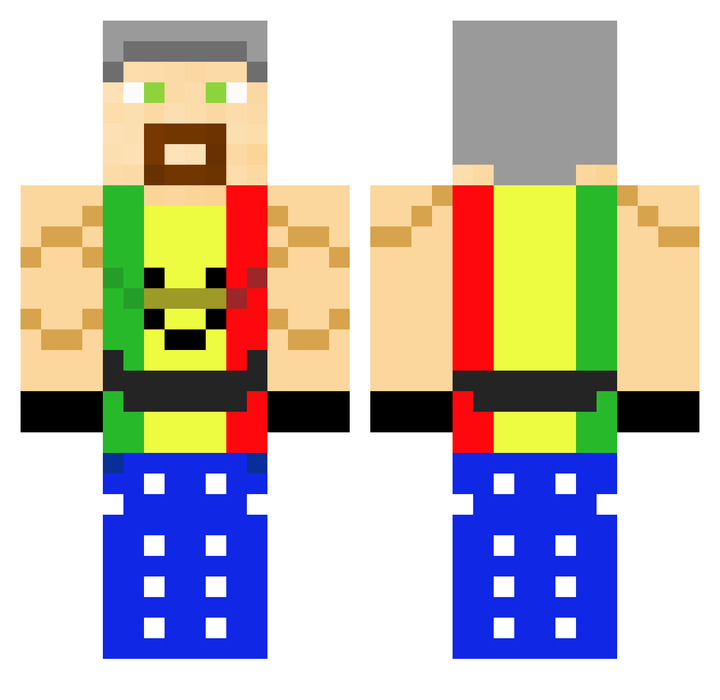 SecretStamos Minecraft skin, front and back view