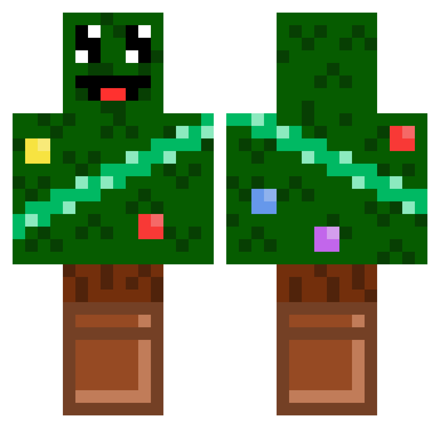Fluffyspjs Minecraft skin, front and back view