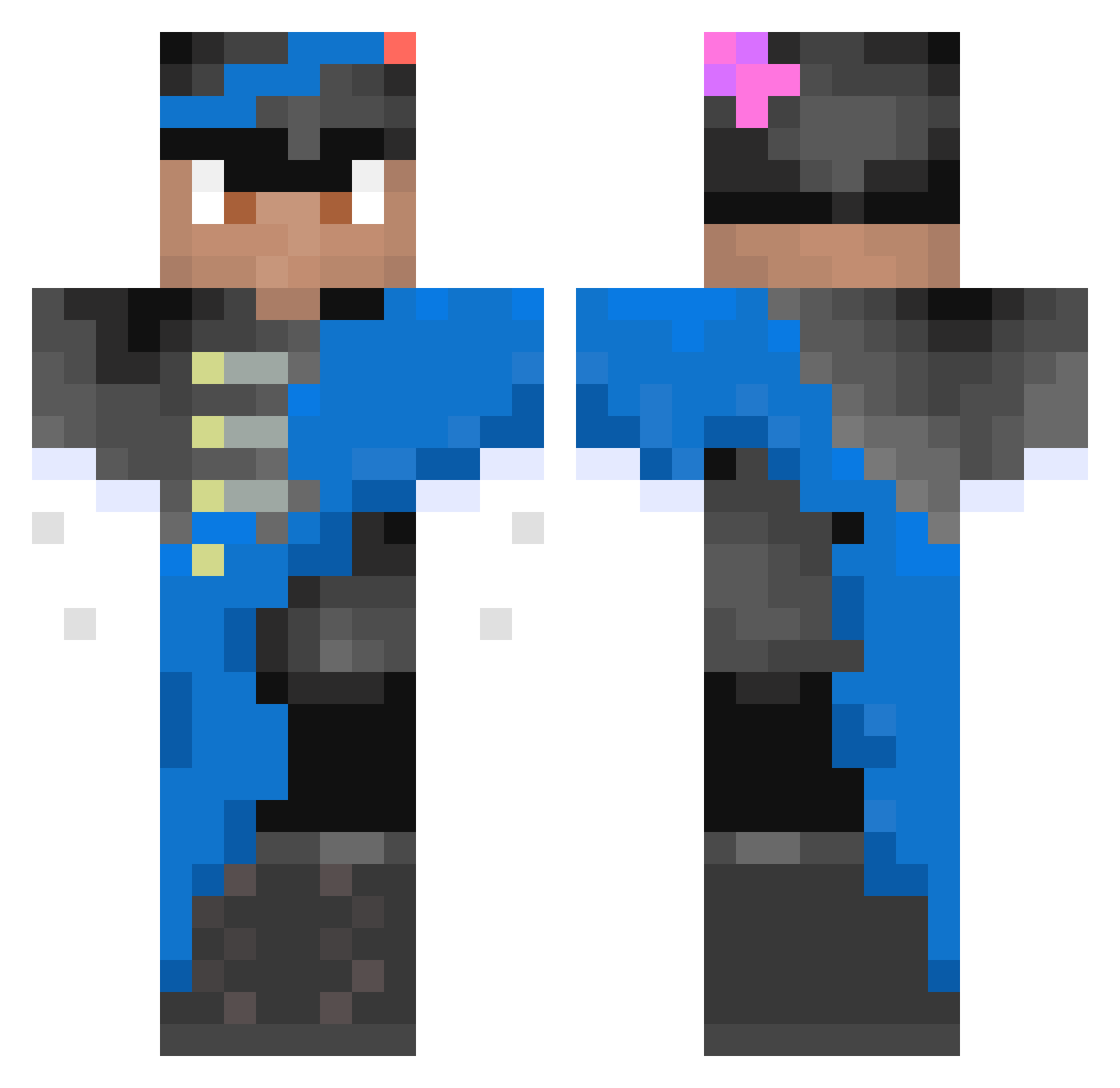 uno28 Minecraft skin, front and back view