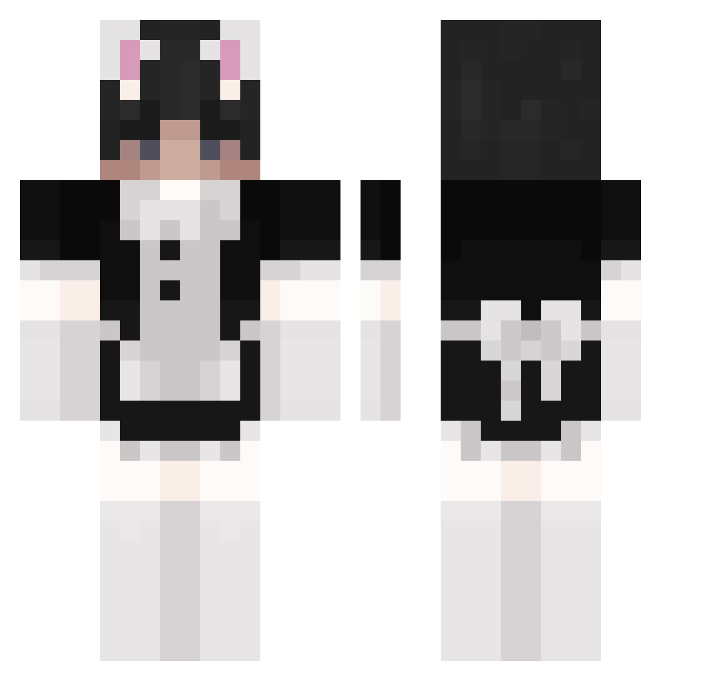 Whistles Minecraft skin, front and back view