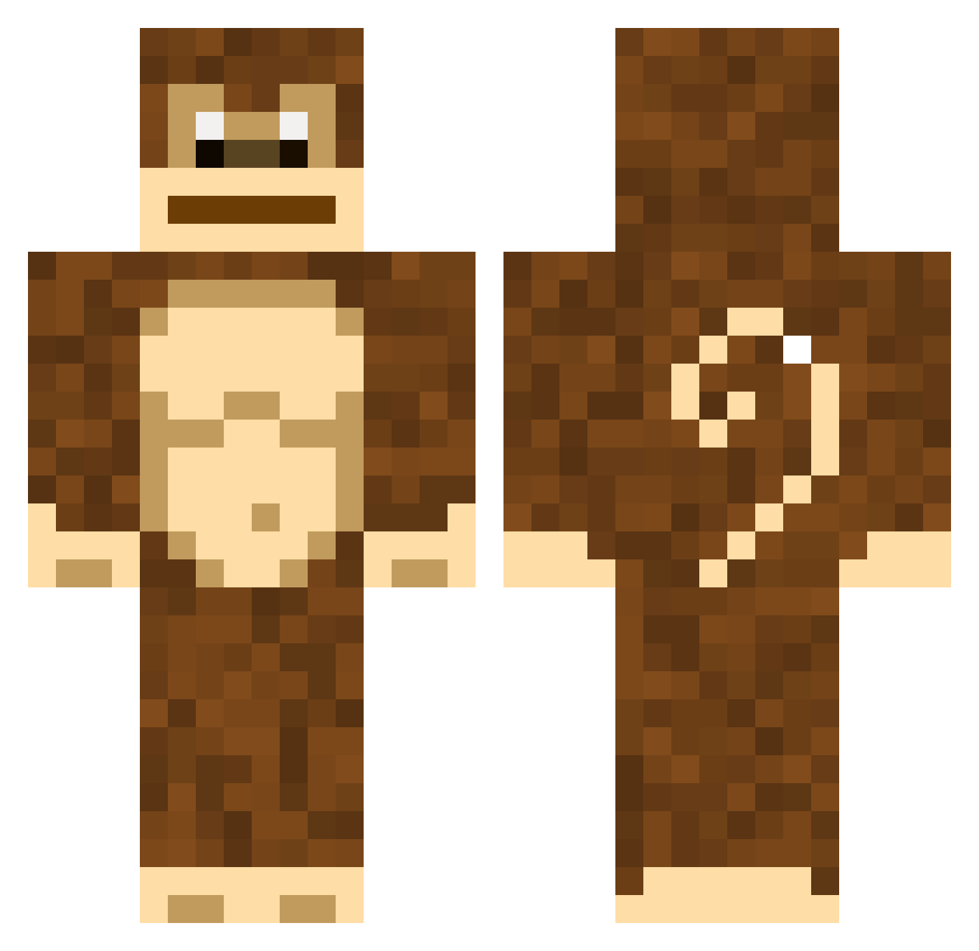 outled Minecraft skin, front and back view