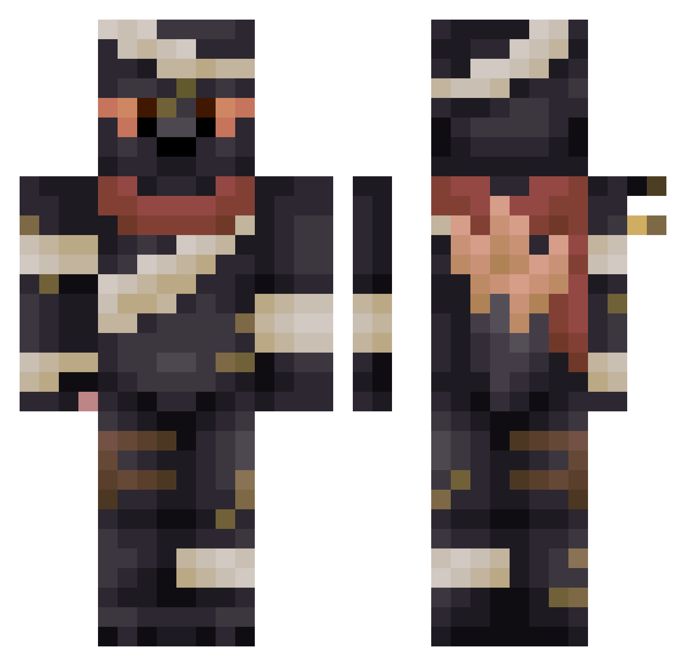 CuteGamerFox1 Minecraft skin, front and back view