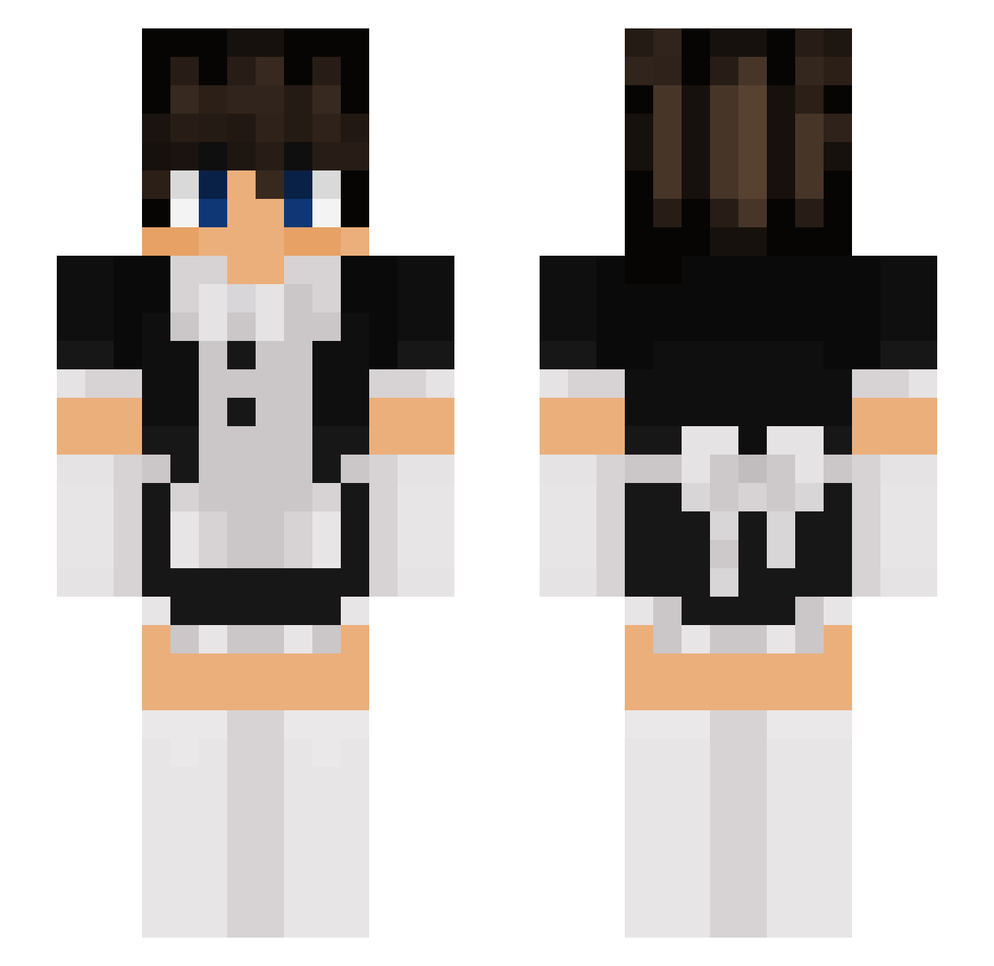 exasxy Minecraft skin, front and back view