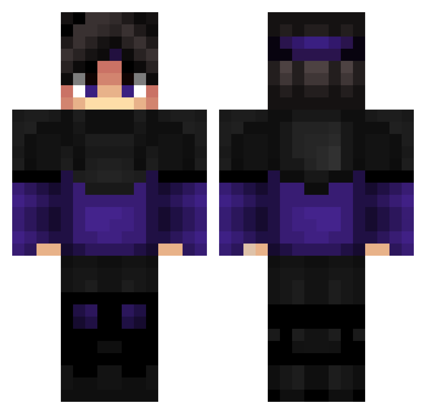 Prediabetic Minecraft skin, front and back view