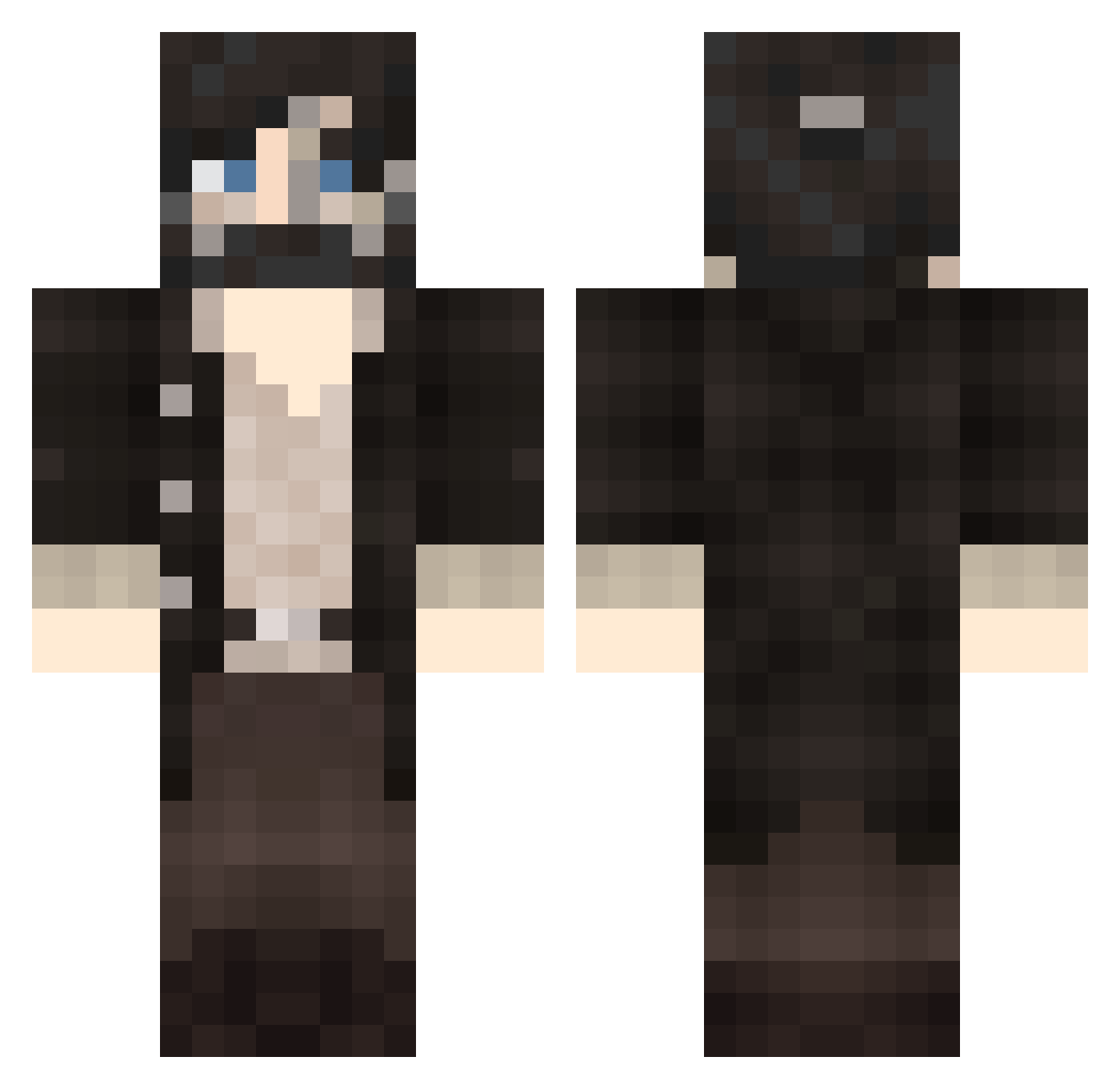 Wolfetang Minecraft skin, front and back view