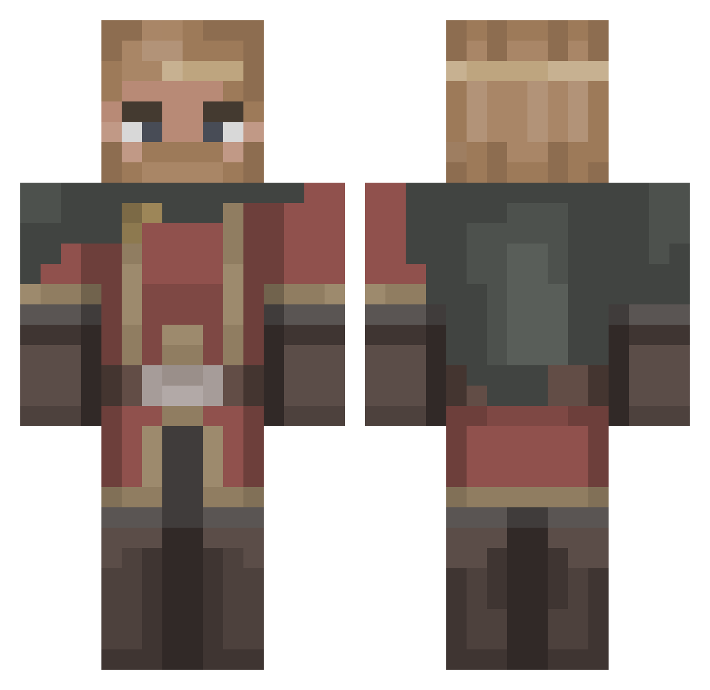 Therustycrow Minecraft skin, front and back view