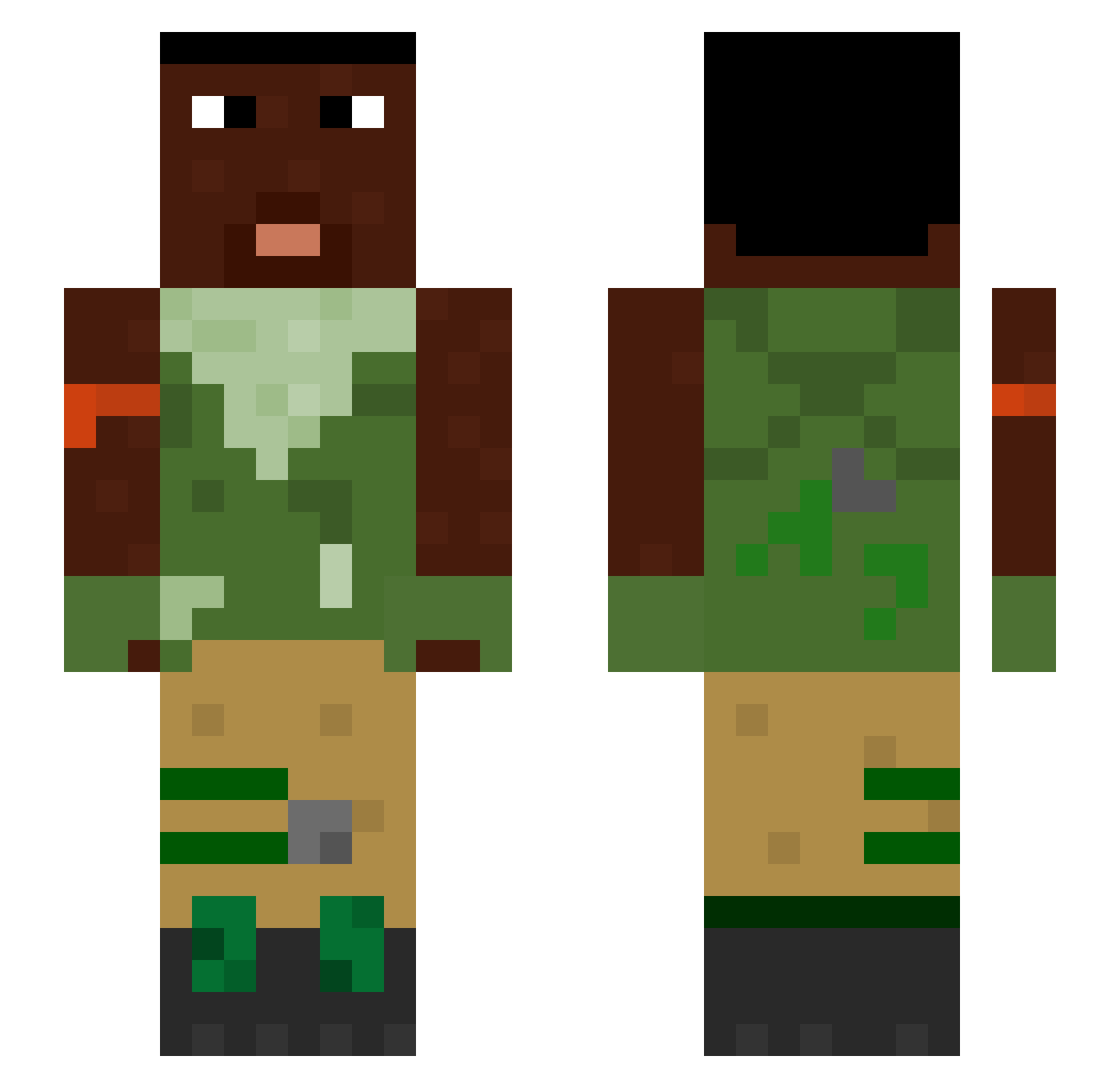 ADMITGANGMISTER Minecraft skin, front and back view
