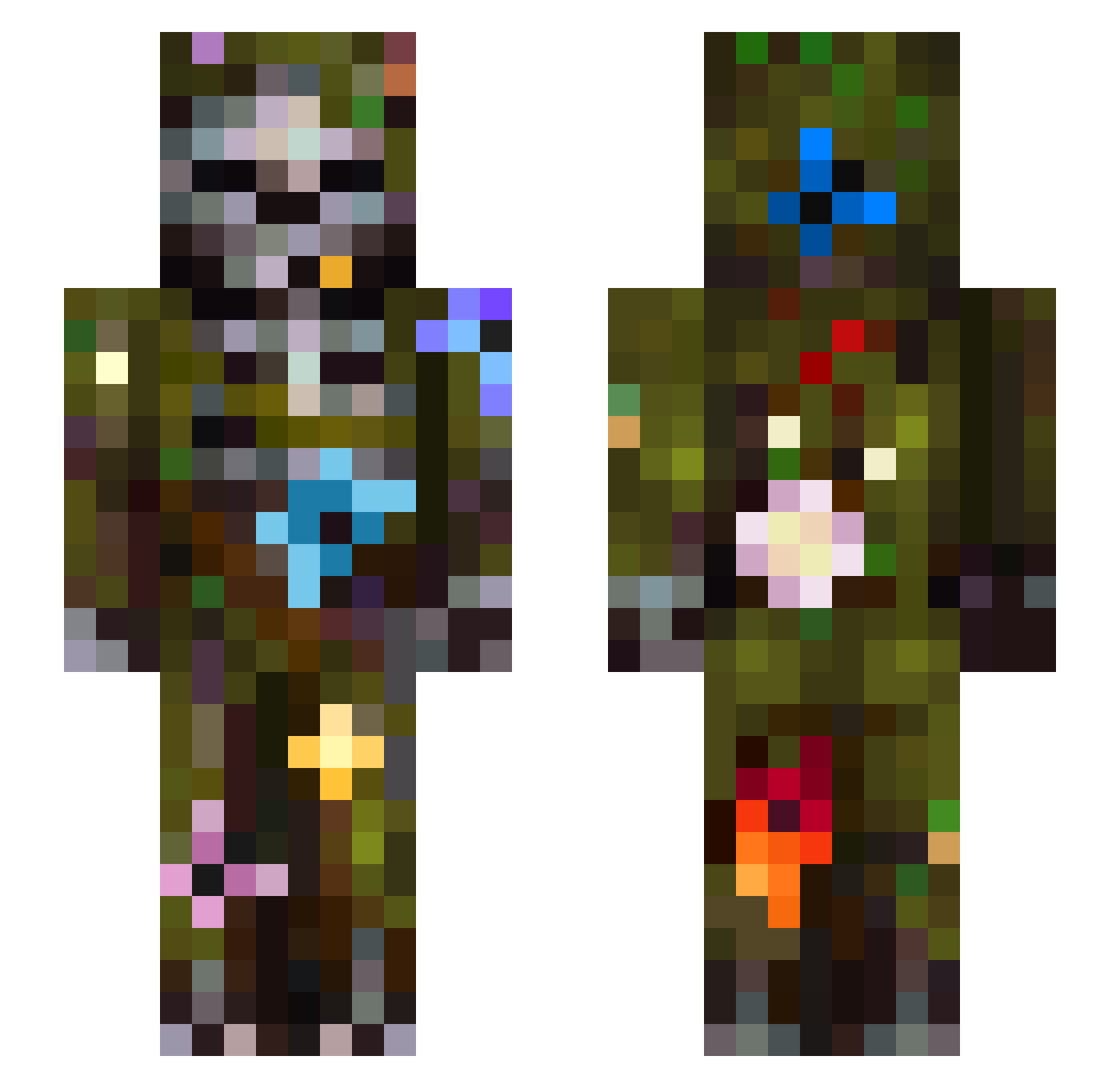 Tainuz Minecraft skin, front and back view