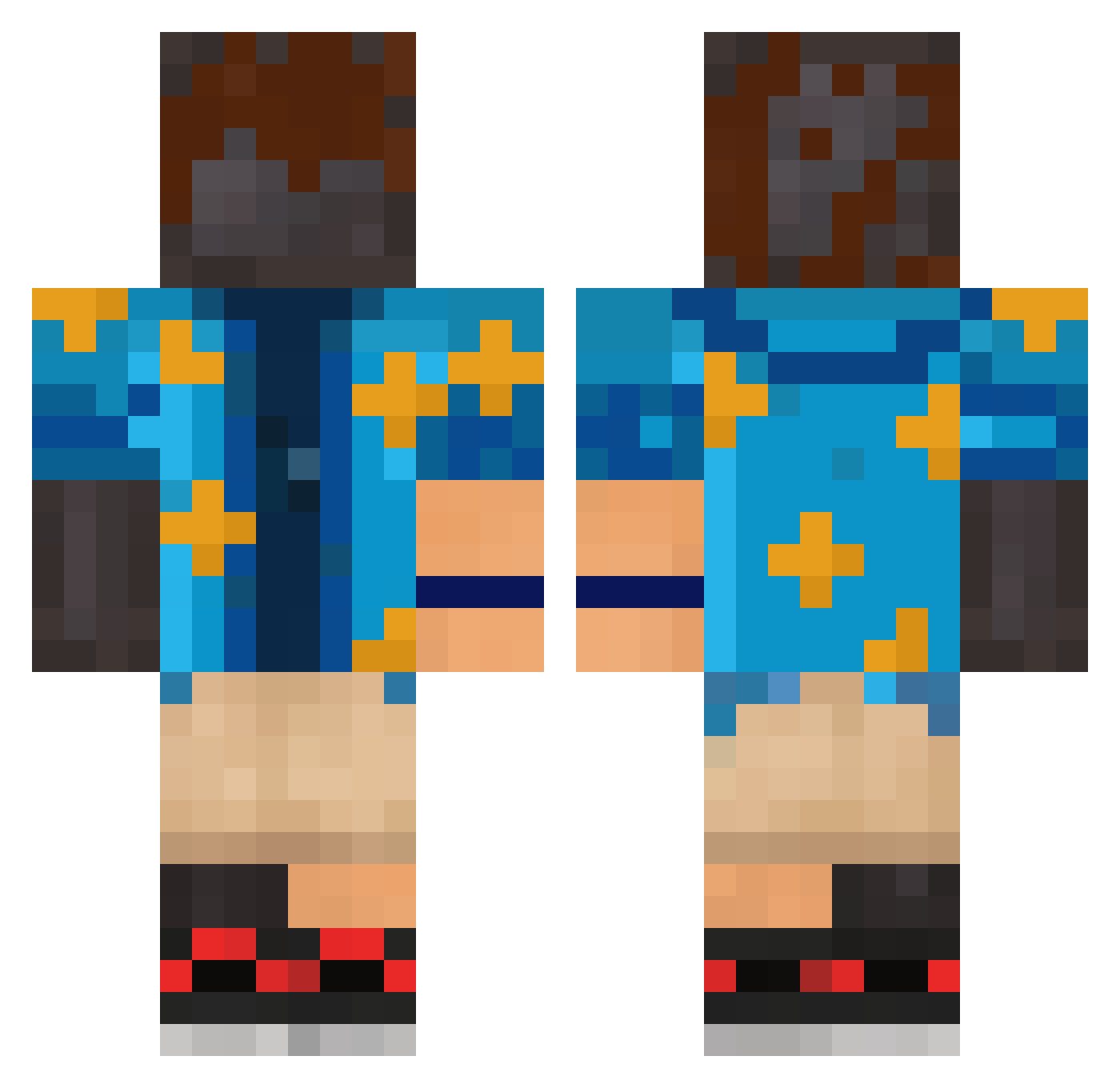 Netherit6 Minecraft skin, front and back view