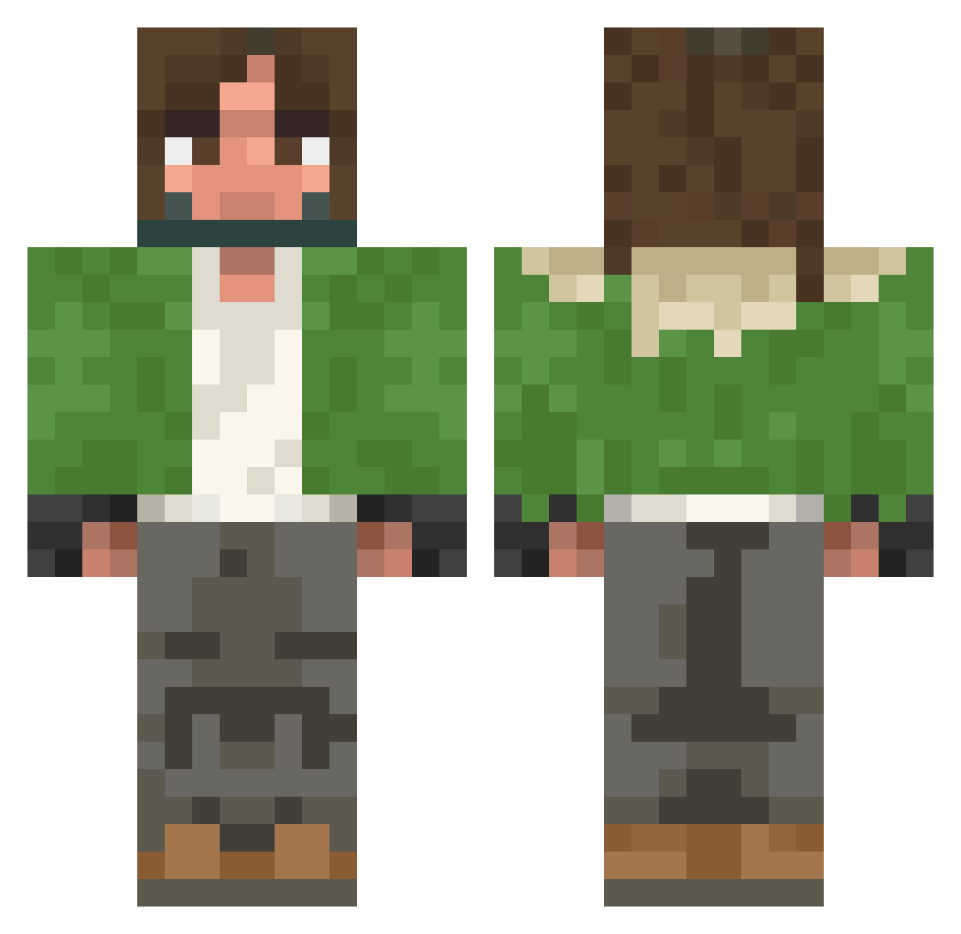 BabyMachine69 Minecraft skin, front and back view