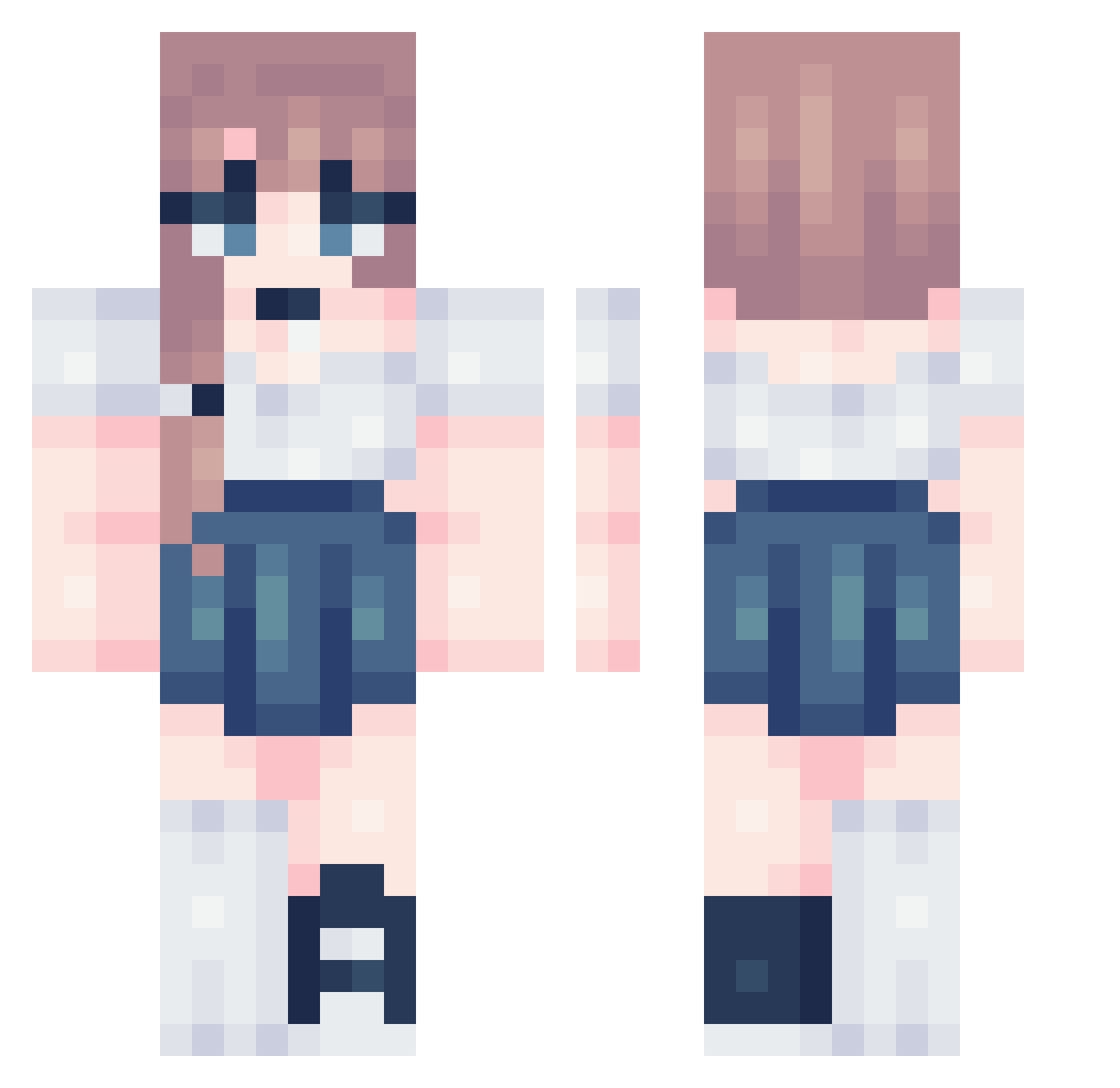 Rebbecax Minecraft skin, front and back view