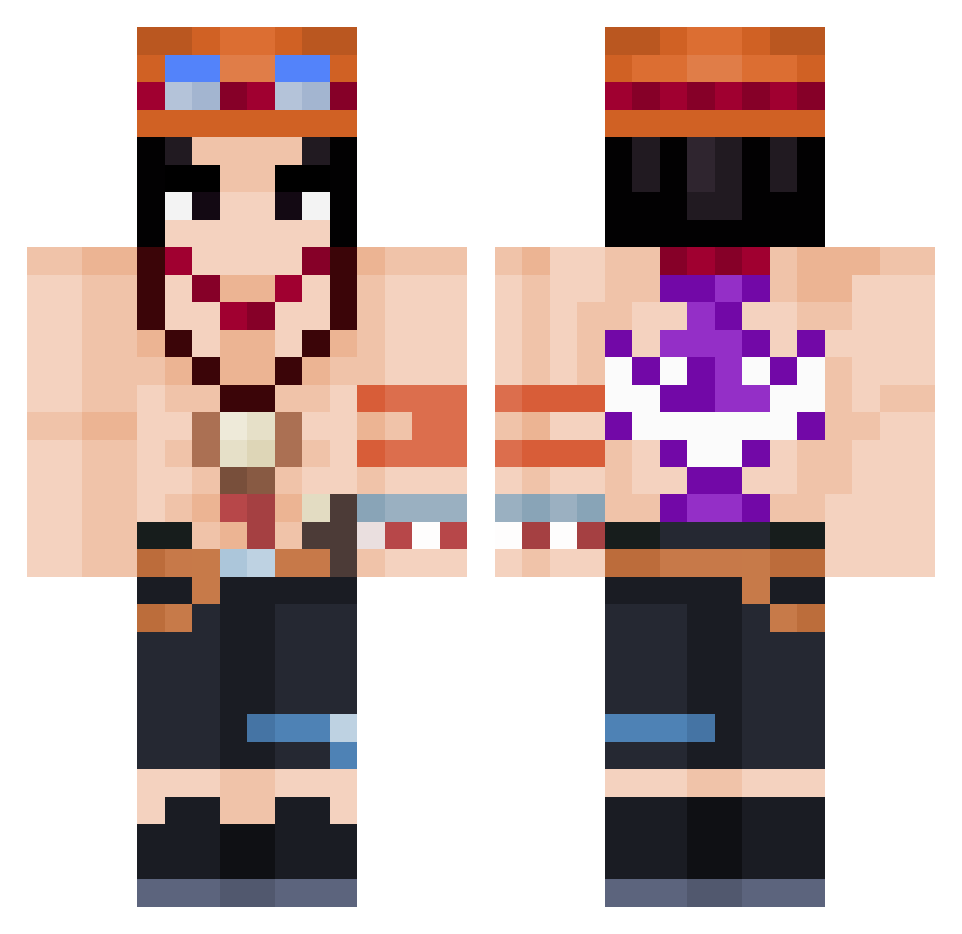 BGMp1 Minecraft skin, front and back view