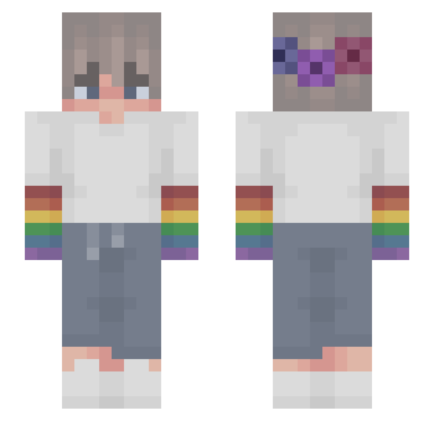 SneakyAliaster Minecraft skin, front and back view