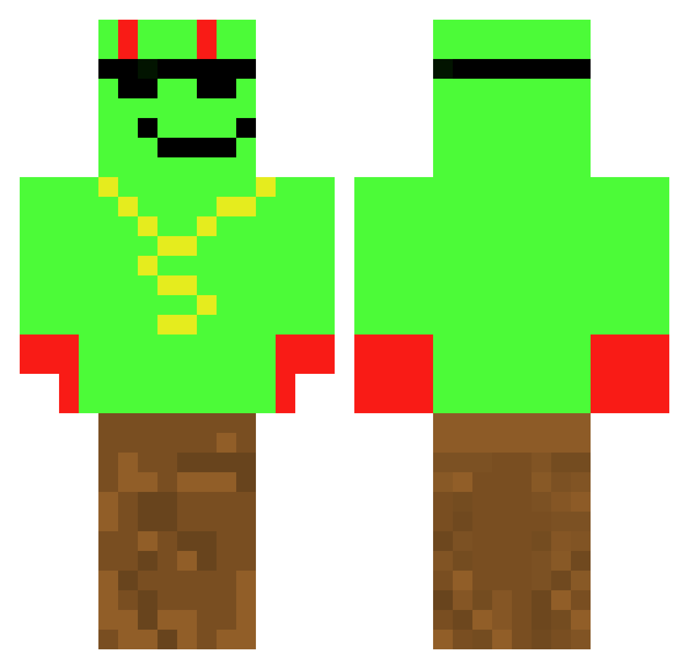 wannanext Minecraft skin, front and back view