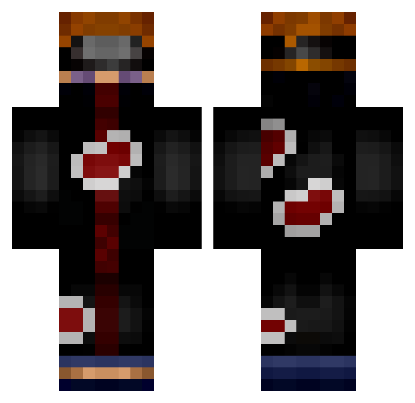 xjdm Minecraft skin, front and back view