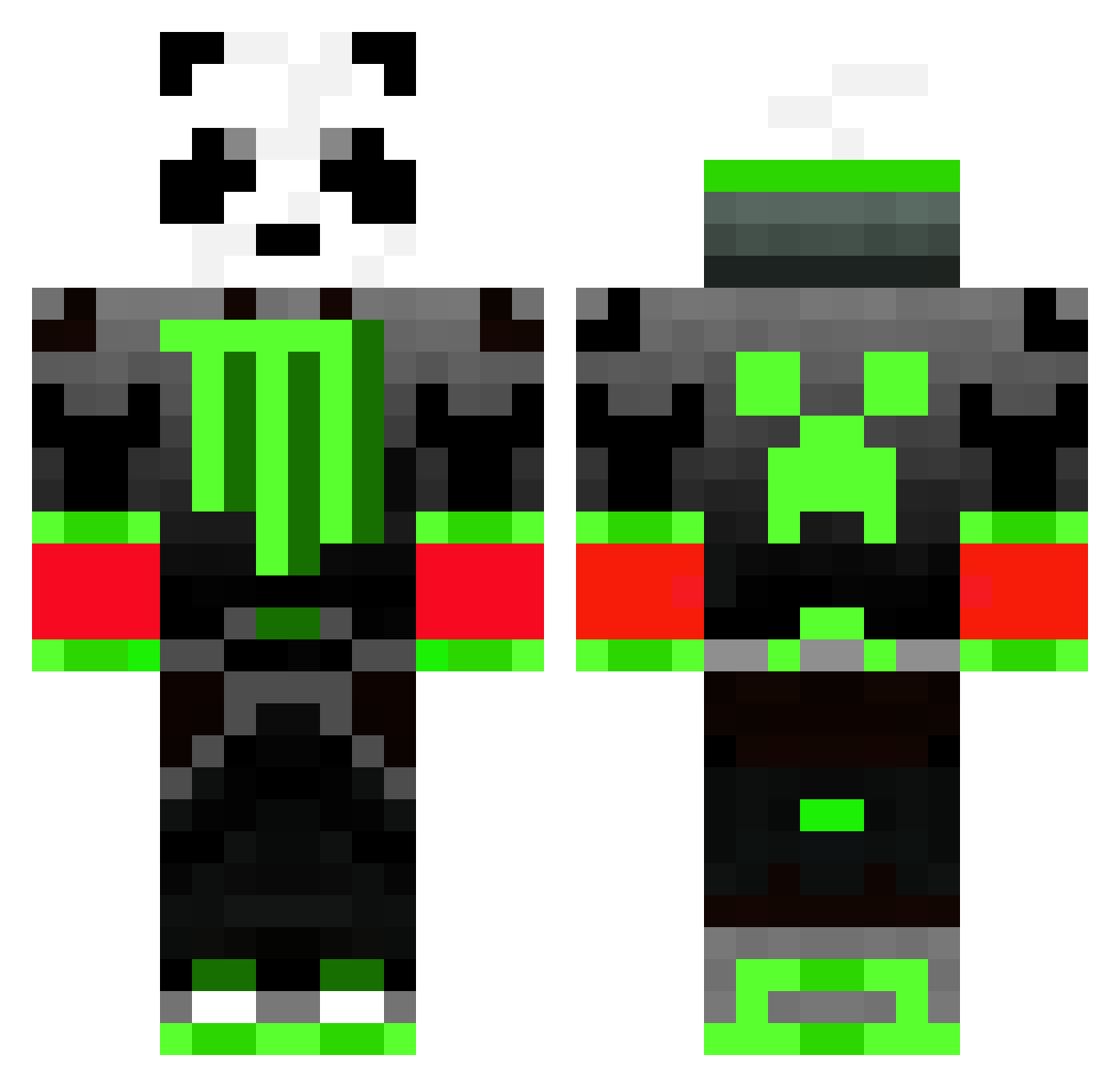 UnderAchievement Minecraft skin, front and back view