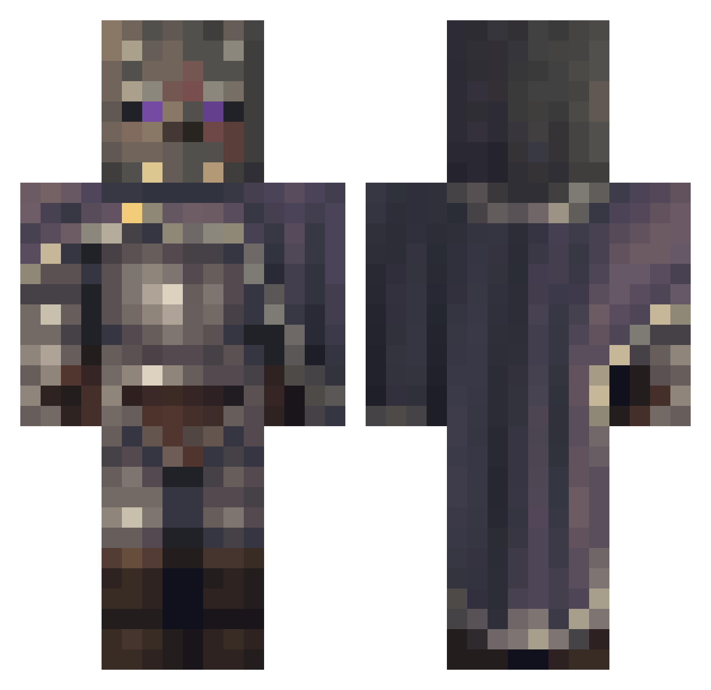 ForlornWolf_ Minecraft skin, front and back view