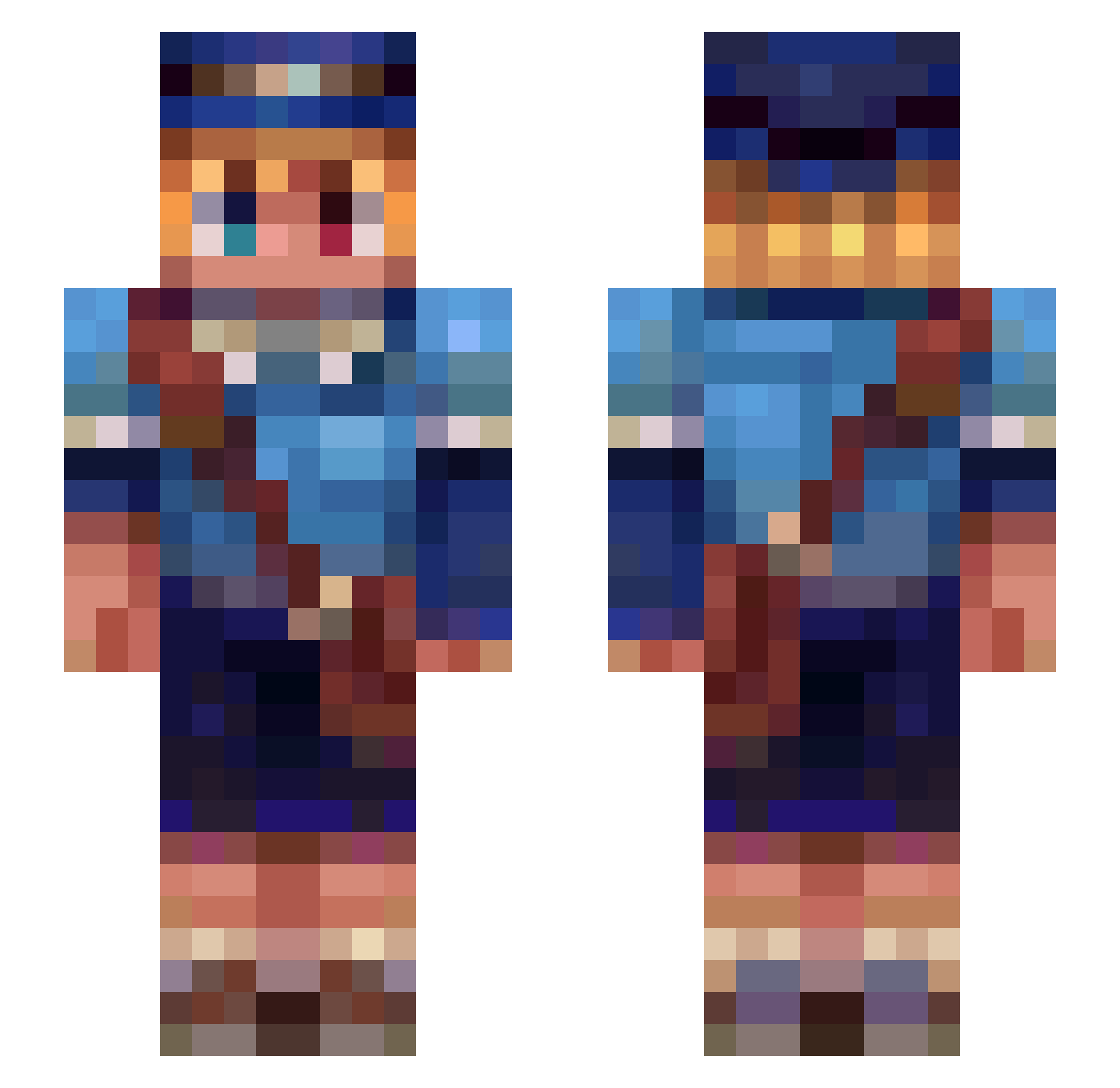Toby2960 Minecraft skin, front and back view