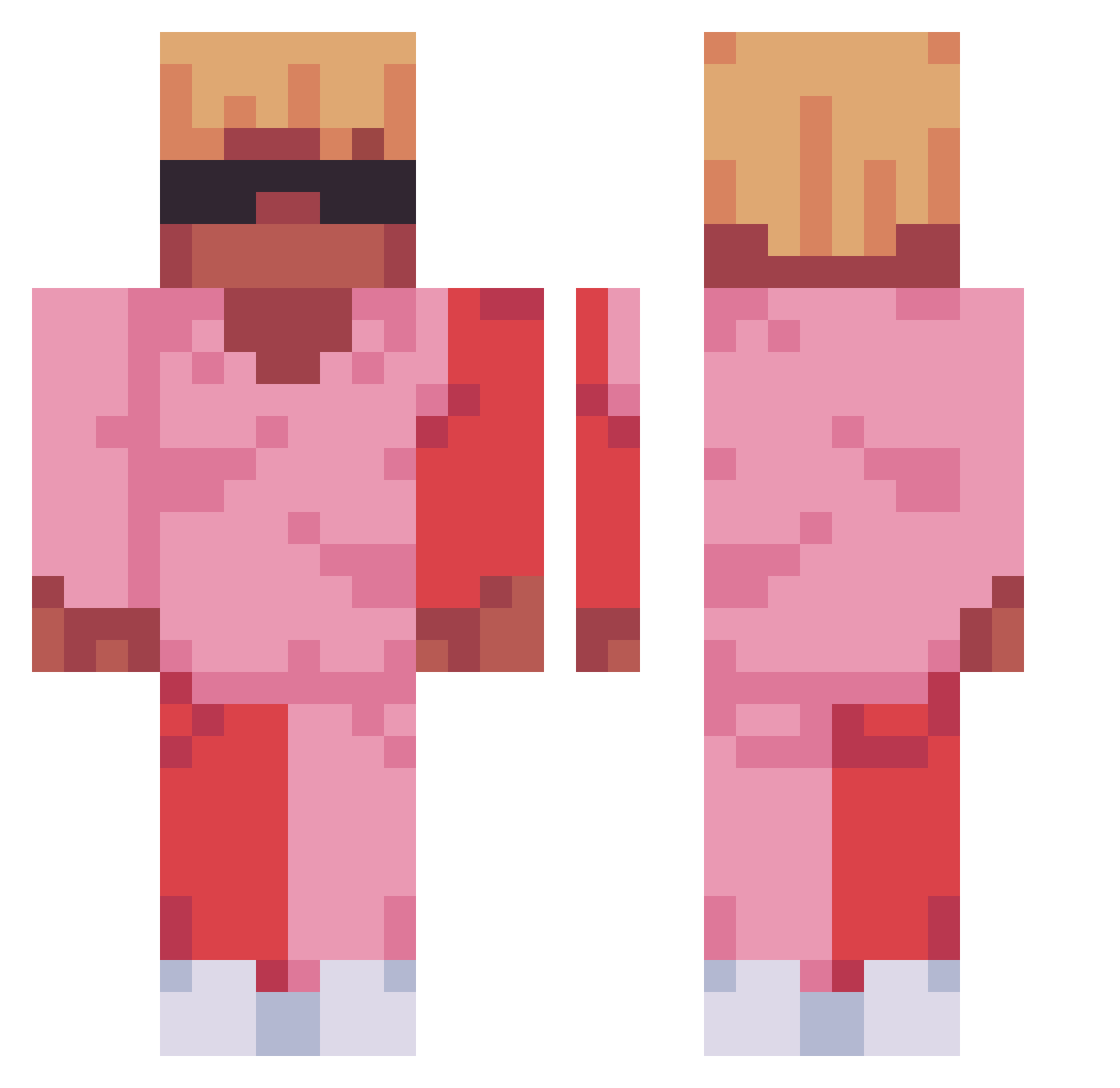 legosah Minecraft skin, front and back view