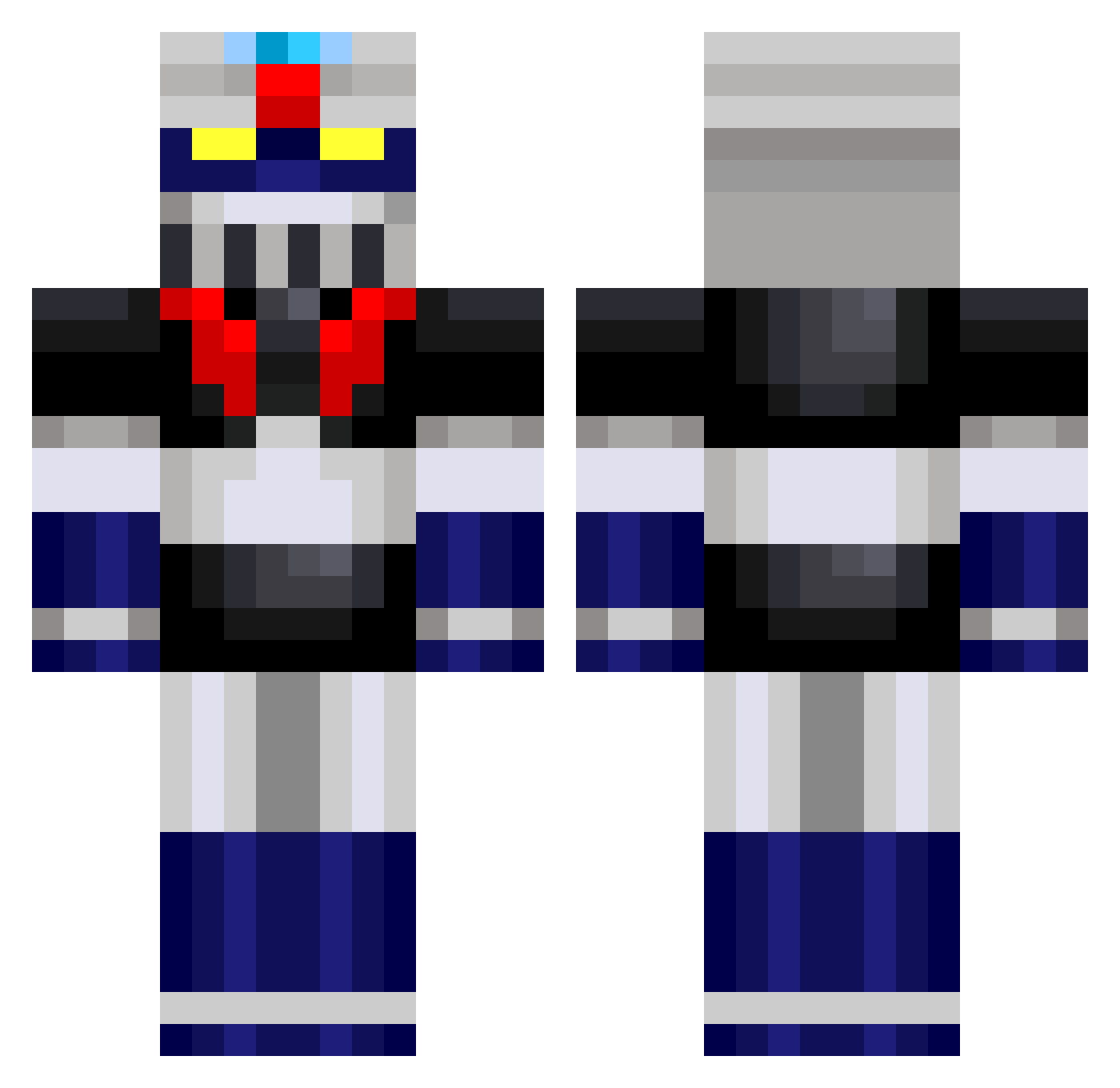 MKboi Minecraft skin, front and back view
