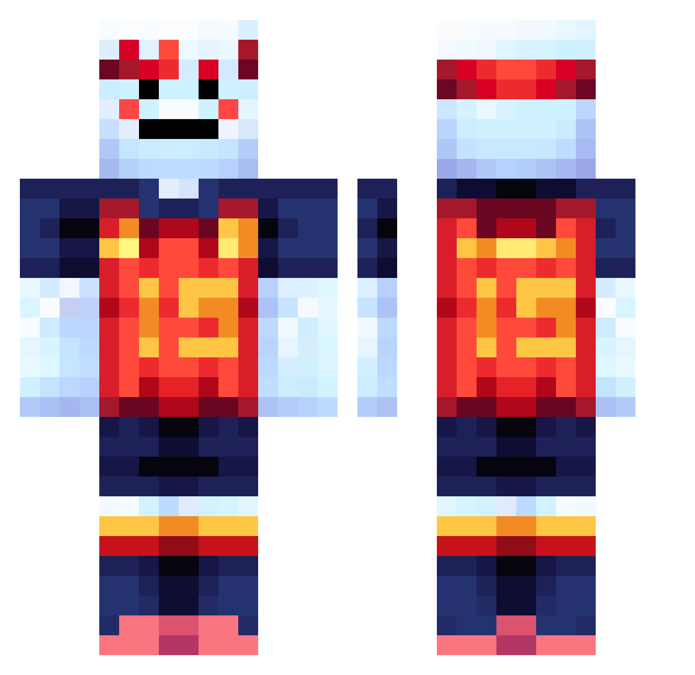 pinkyk Minecraft skin, front and back view