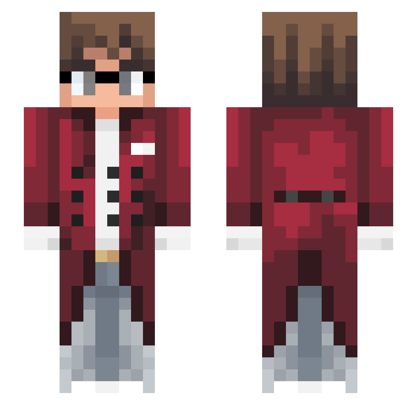 SkinnyBull Minecraft skin, front and back view