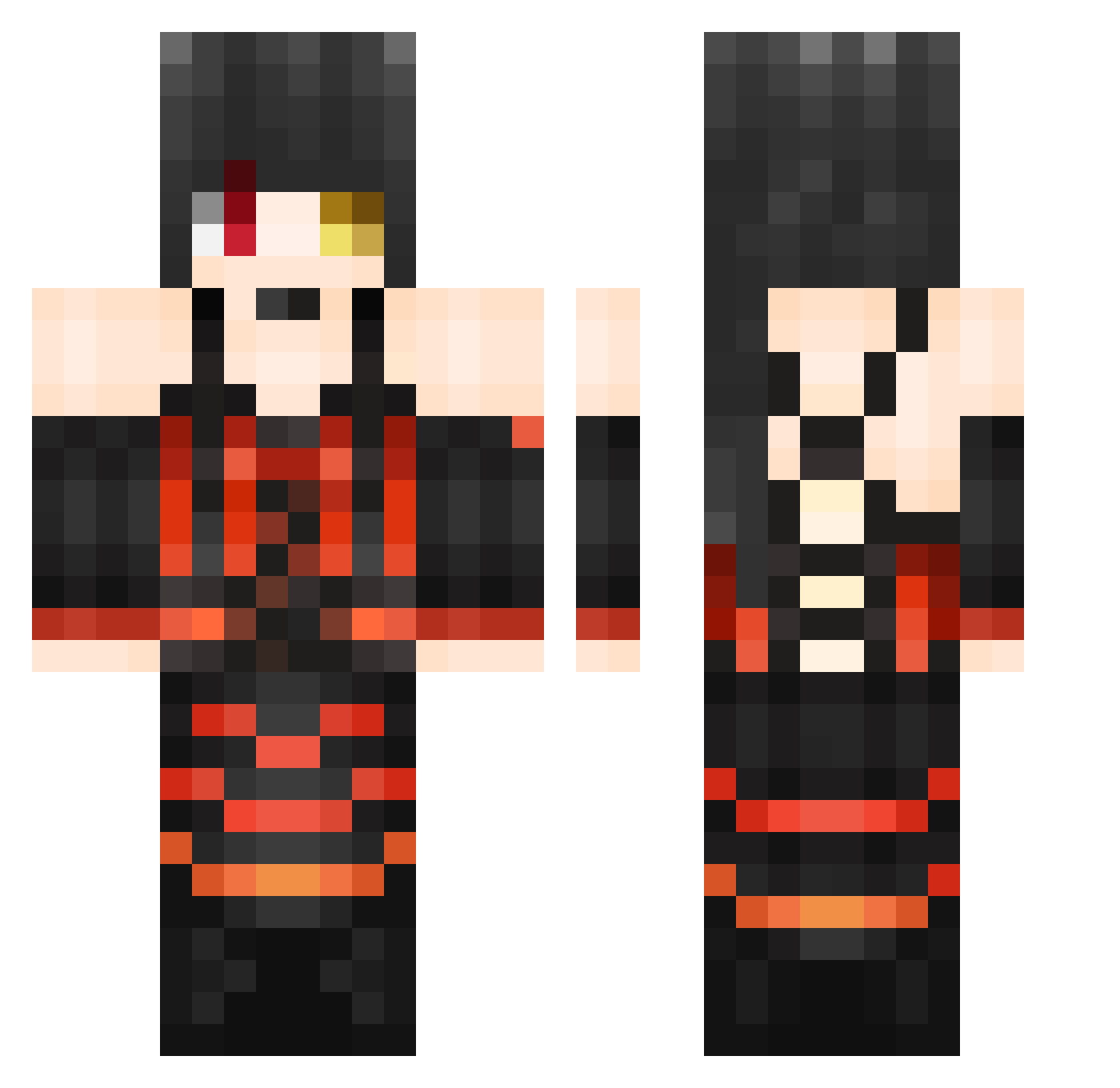 BlushingS7 Minecraft skin, front and back view