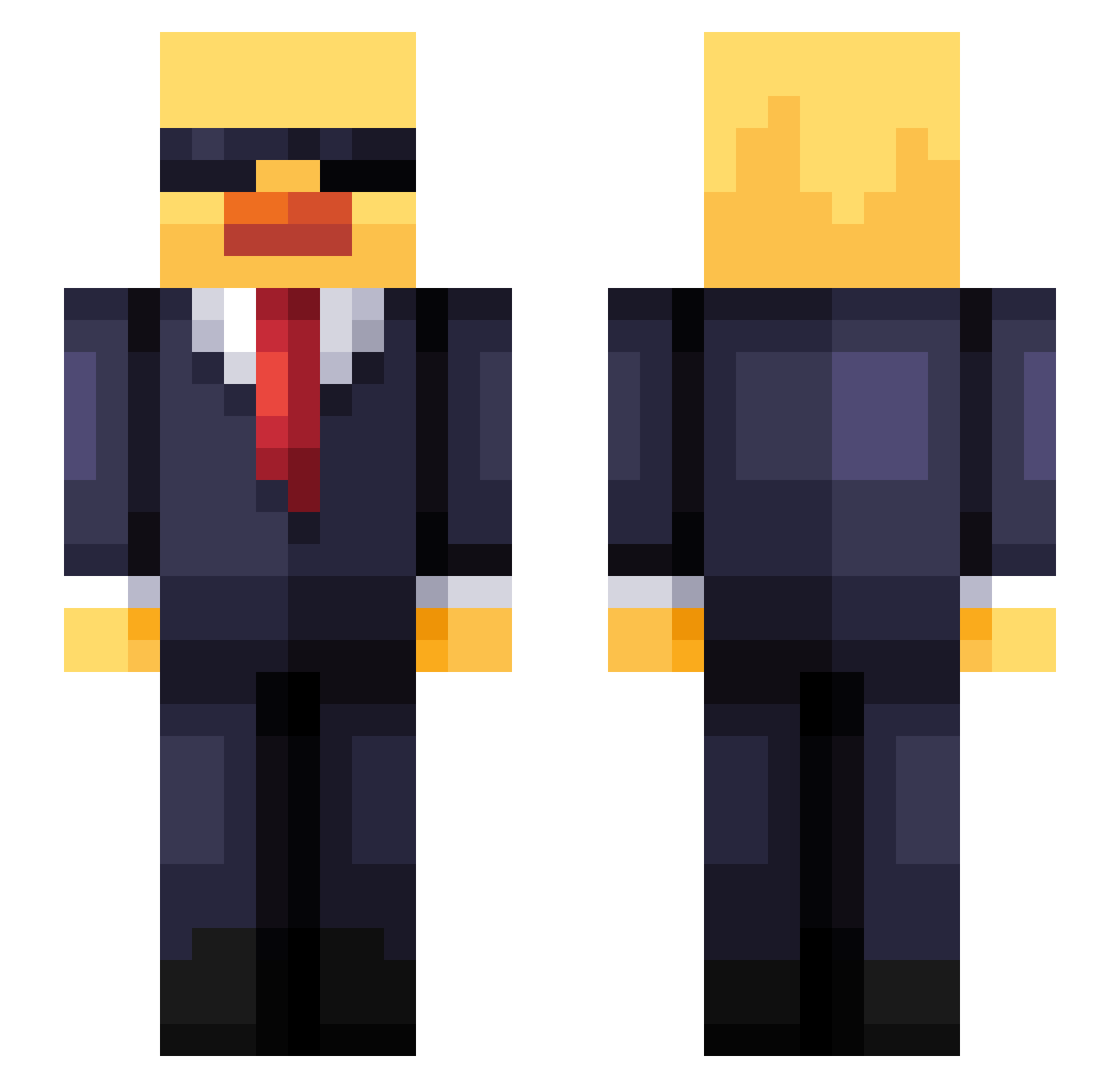 Fries011 Minecraft skin, front and back view