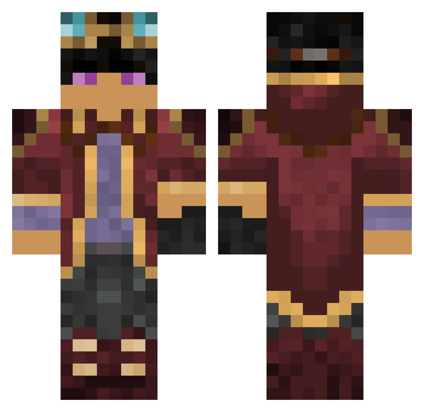 PunkkuPal Minecraft skin, front and back view