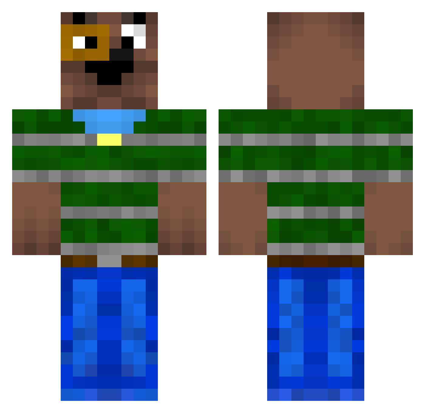Glad Minecraft skin, front and back view